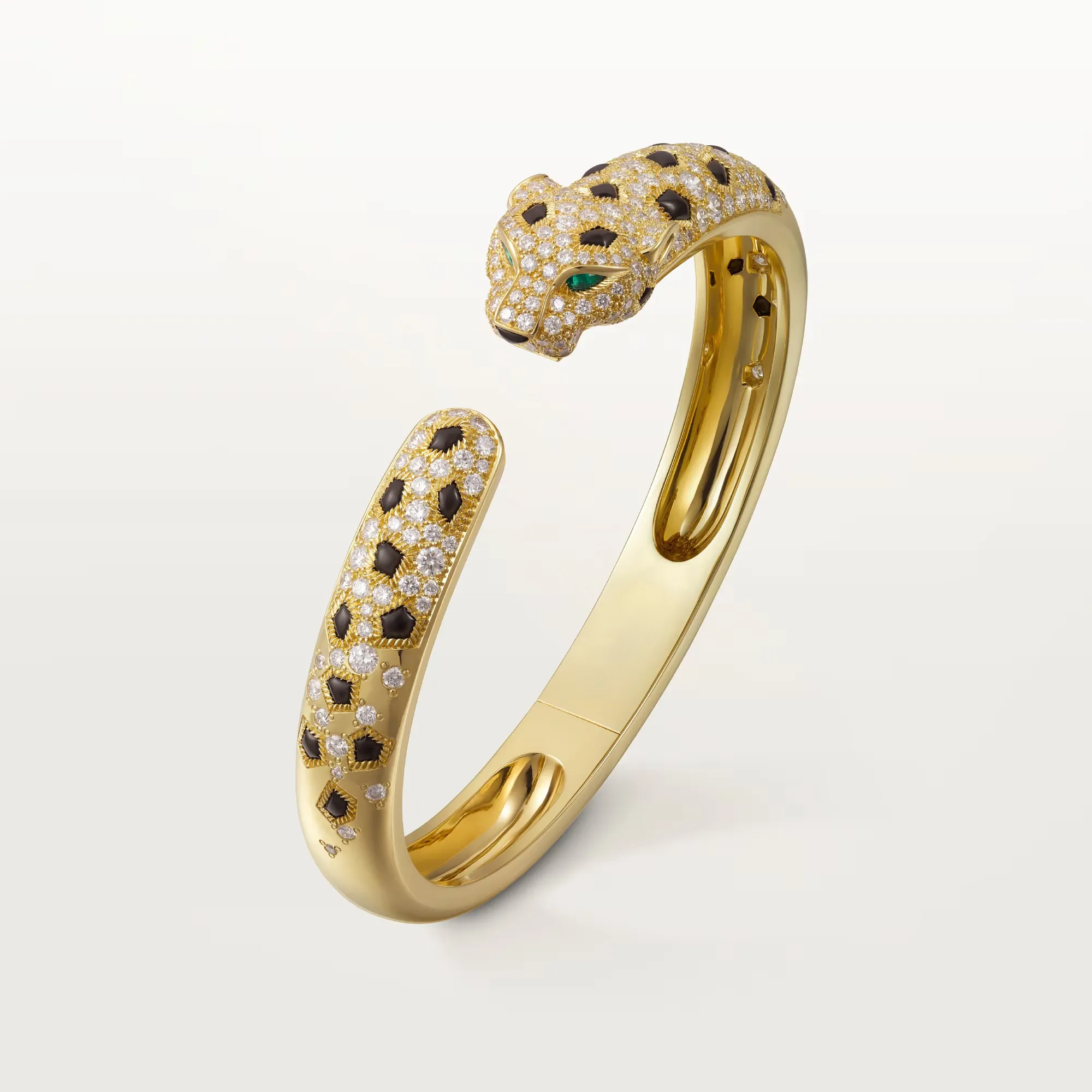 Carty Panther Motif Bracelet, Yellow Gold, Medium Model, Half-Paved