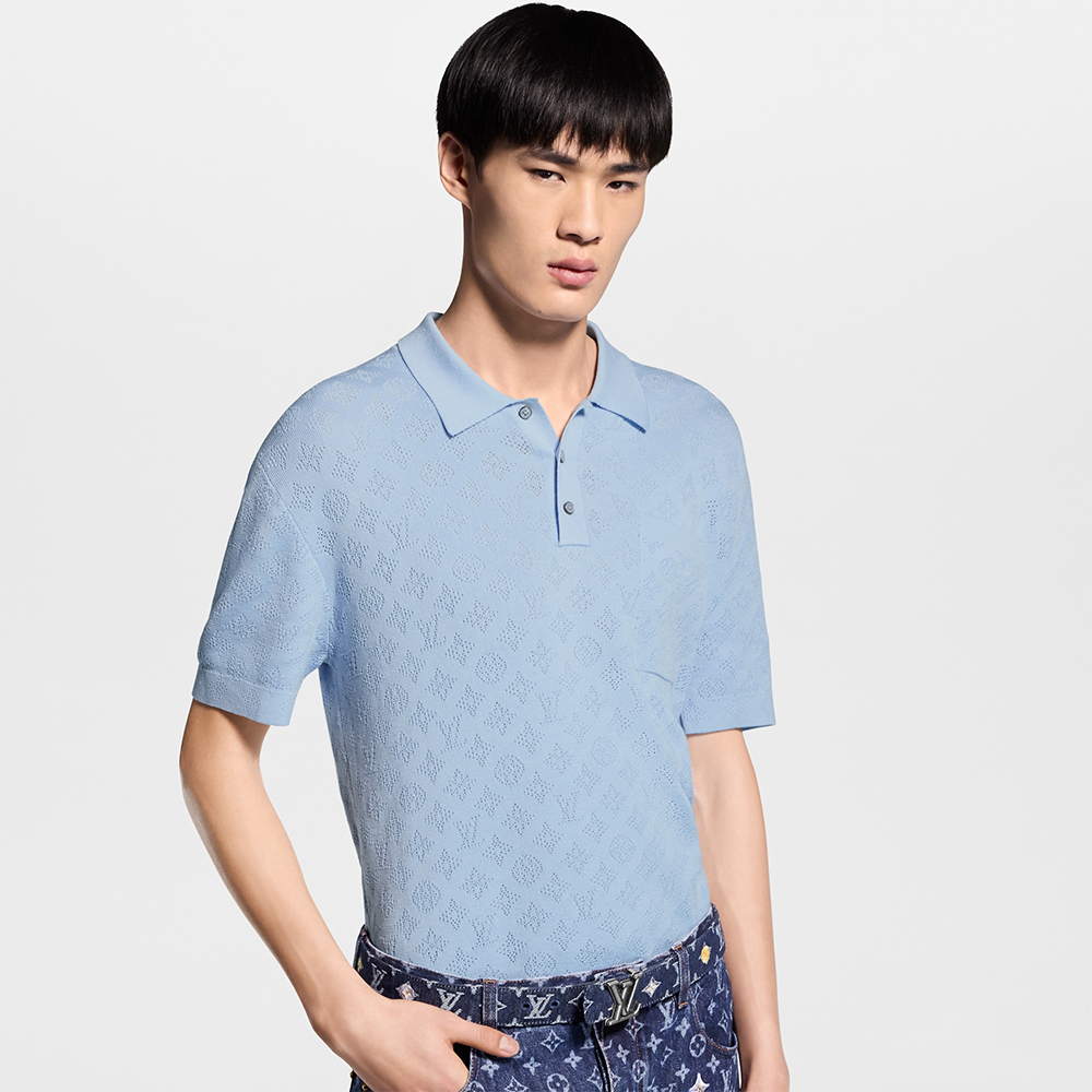 LOUIS VUITTON Monogram Pointelle Short-Sleeved Polo Shirt #379392