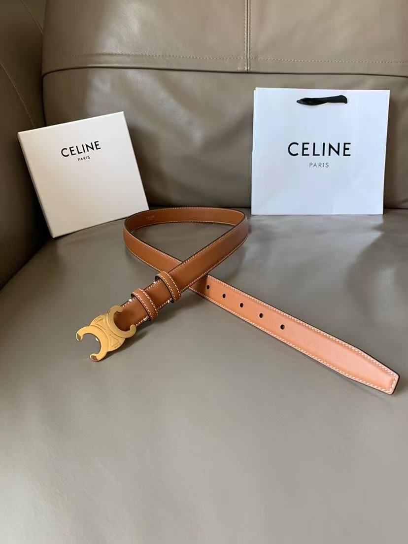 [TOP] CELINE Belt Calfskin 2.5cm - Brown - 711 Luxury