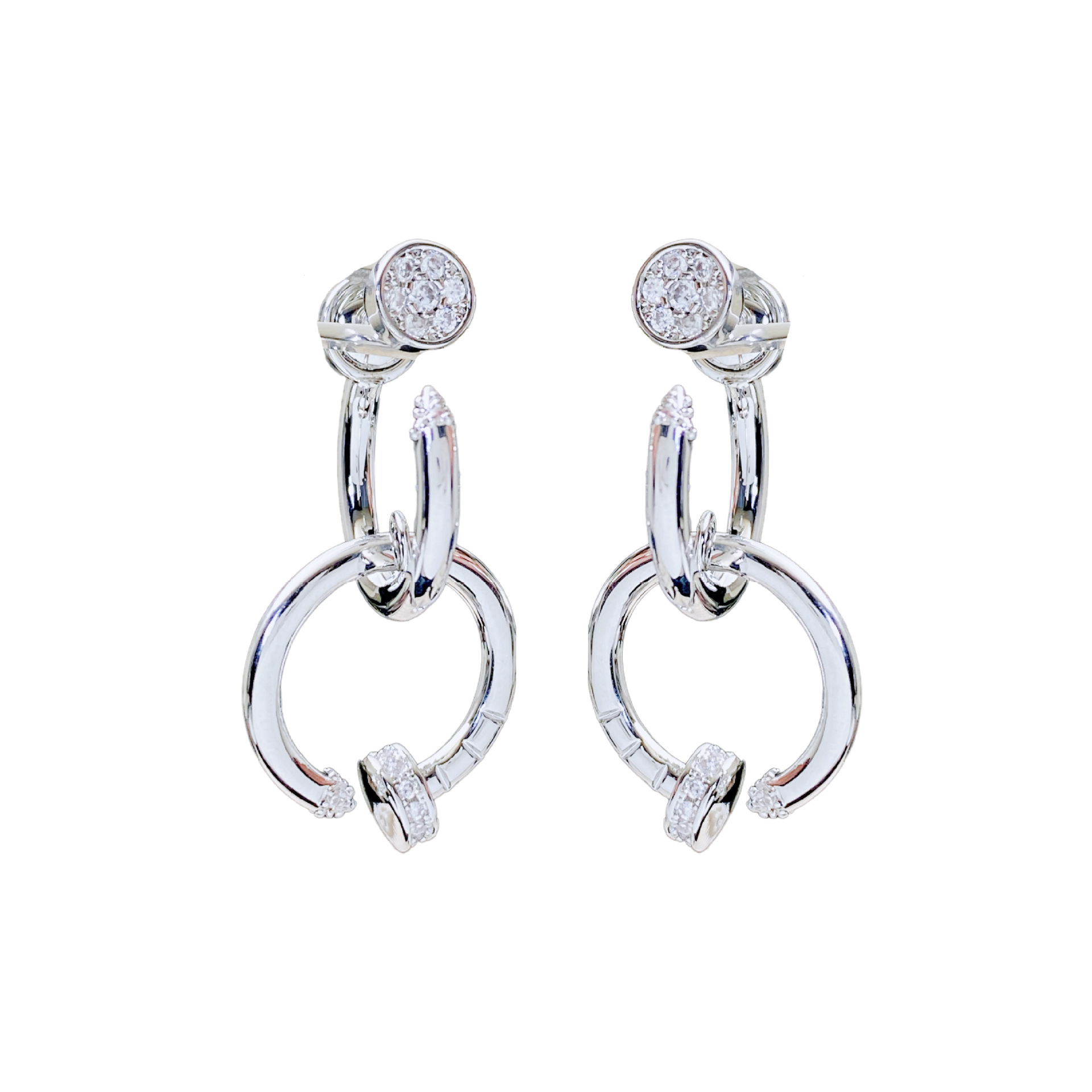 Carty Nails Infinity Wrap Earrings,White Gold, Double,Moissanite