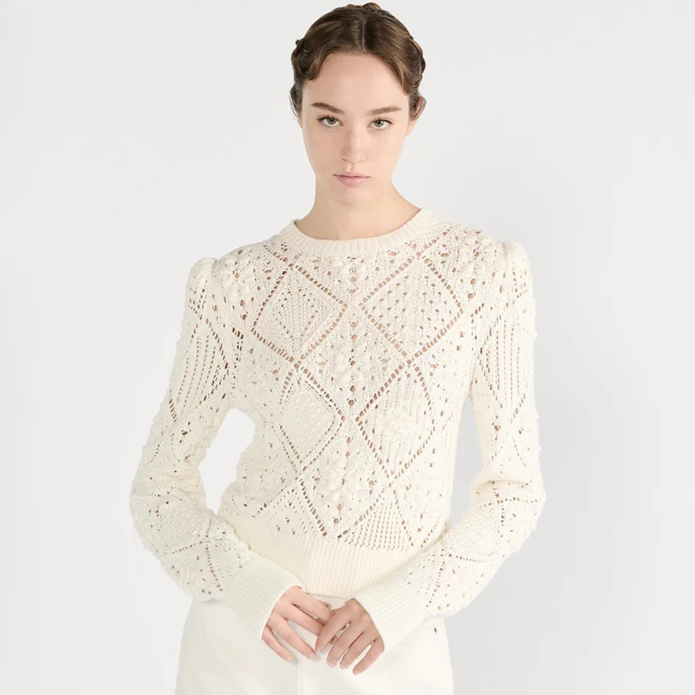 DIOR Sweater White Openwork Cotton Knit #333953