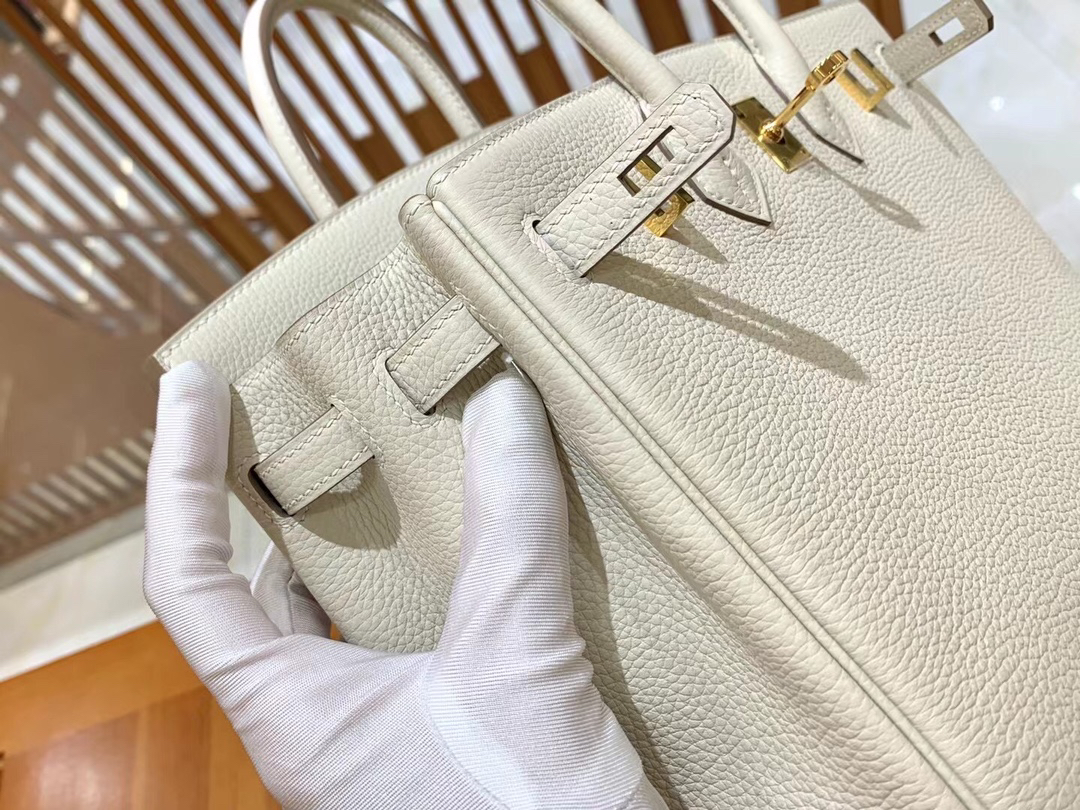 [TOP] HERMES Birkin Togo Leather 25cm - Craie & GHW