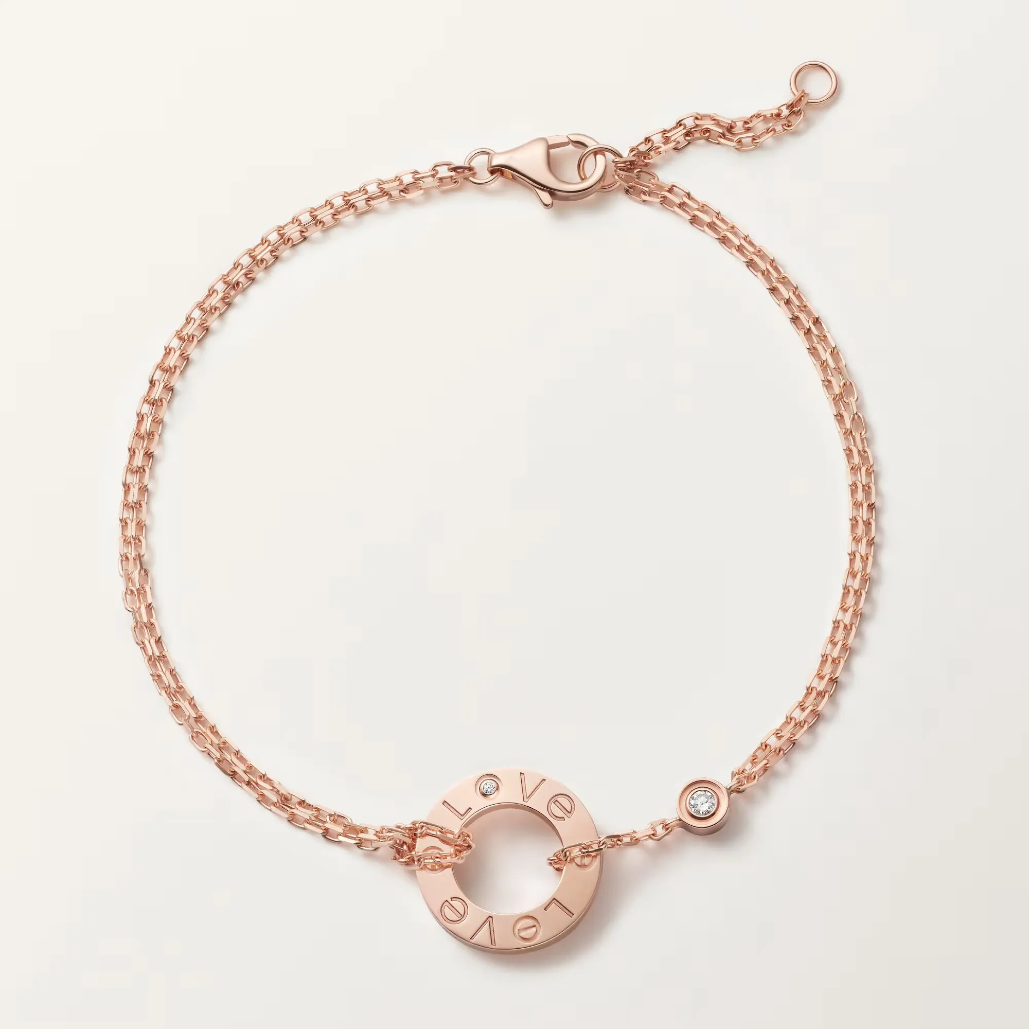 Carty Love Luna Loop Bracelet, Rose Gold, 2 Moissanite