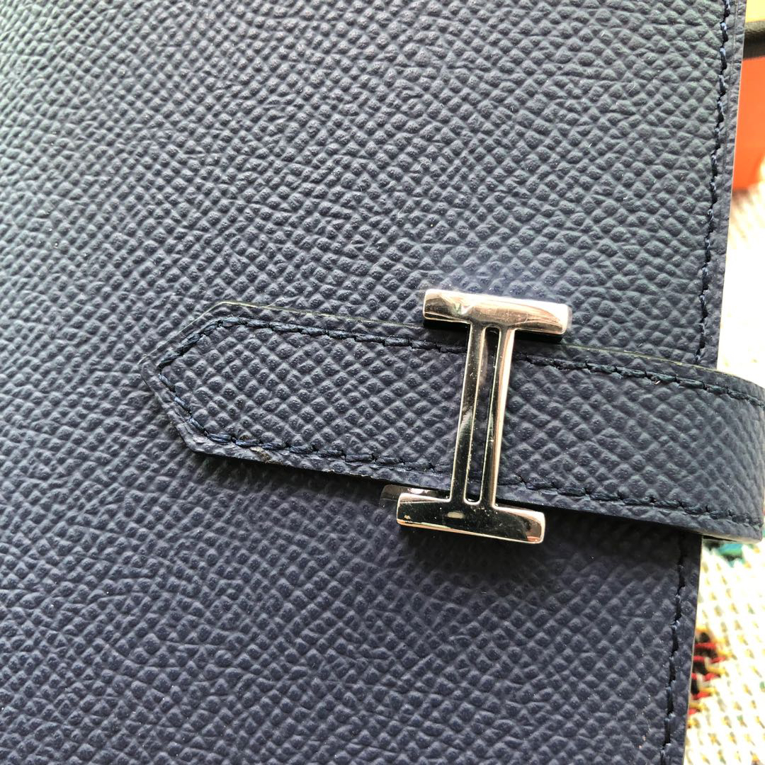 [TOP] HERMES Bearn Short Wallet Epsom 12cm x 10cm - Royal Blue