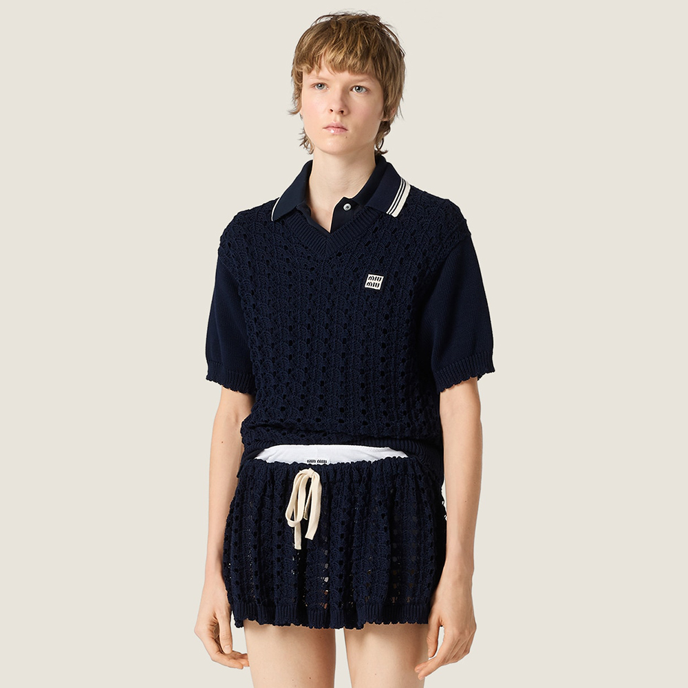MiuMiu Navy Cotton Polo Shirt #382341