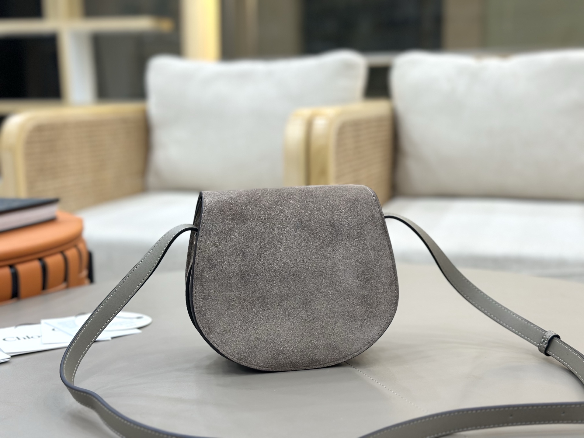 [TOP] Chloe Marcie Bag Suede Leather 19*16*9cm - Grey - 711 Luxury