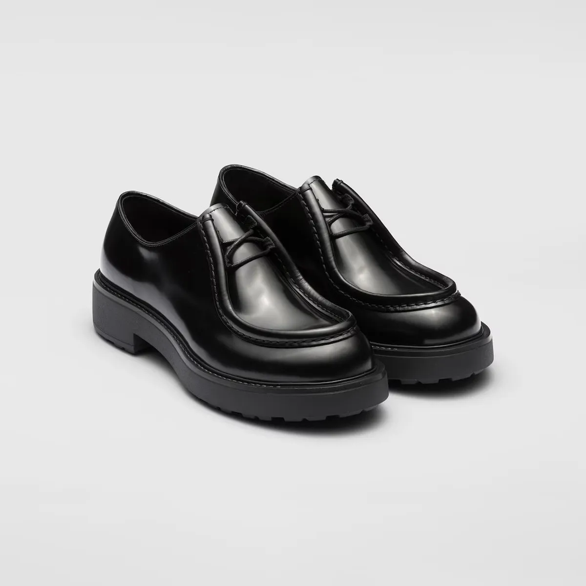 Prada Diapason Thick Sole Leather Lace Up Shoes #383675