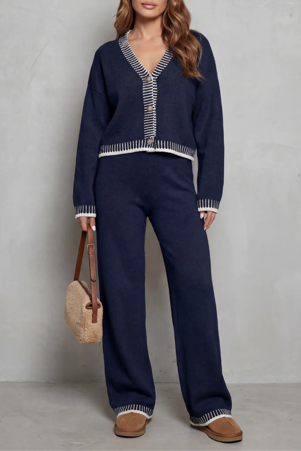 Cerivelle – Contrast trim – Knit loungewear set