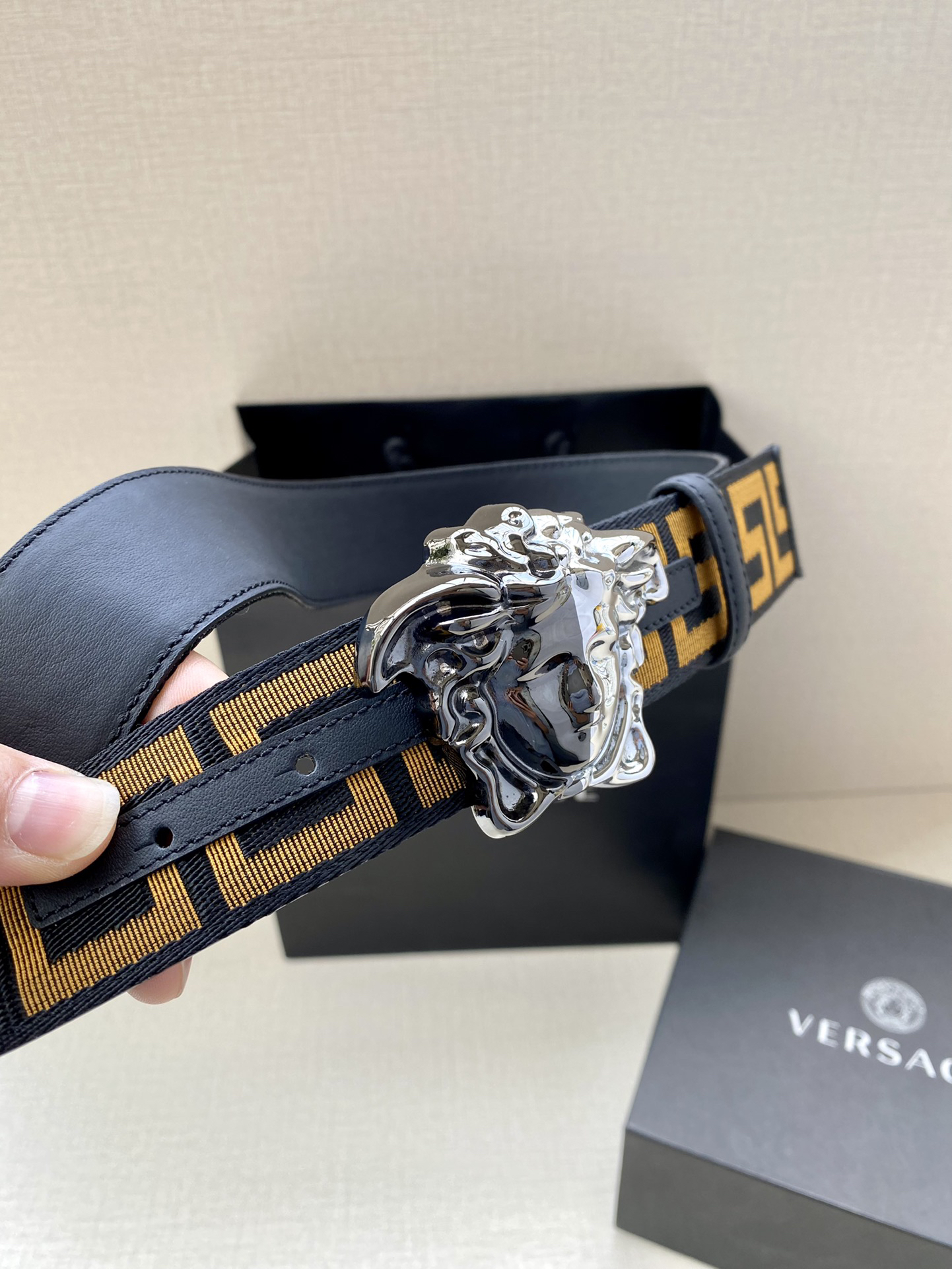 [TOP] VERSACE Men's Belt 3.8 cm - Black - 711 Luxury