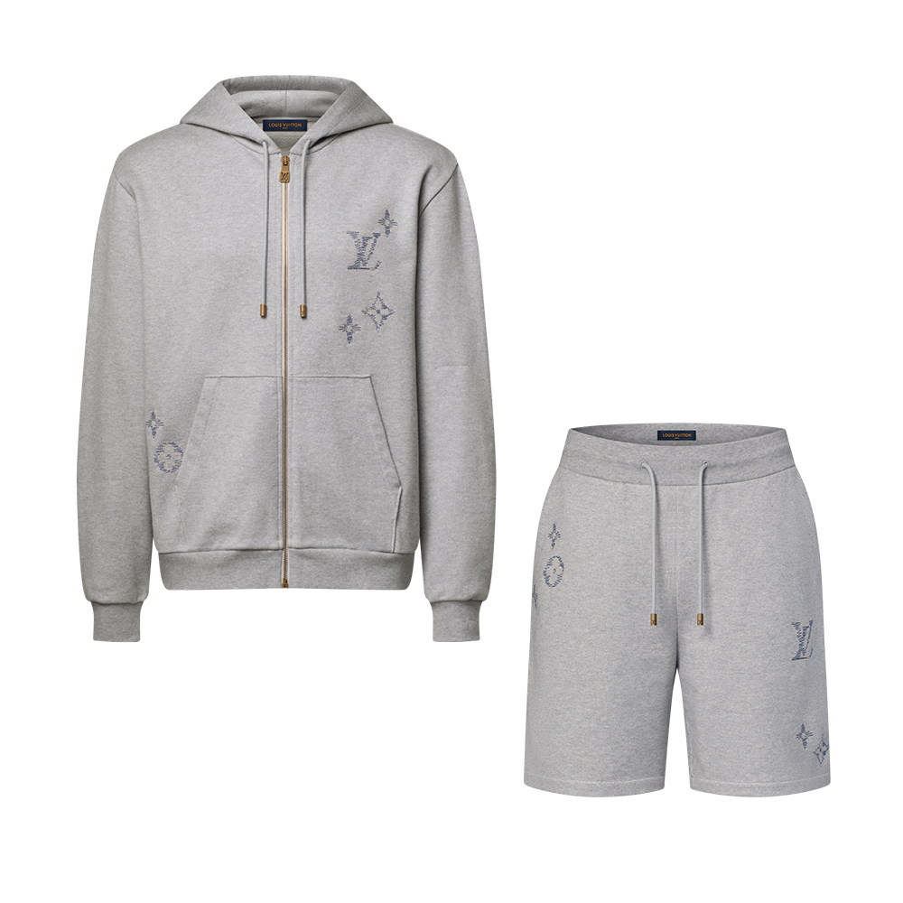 LOUIS VUITTON Embroidered Signature Zipped Hoodie and Shorts #387154