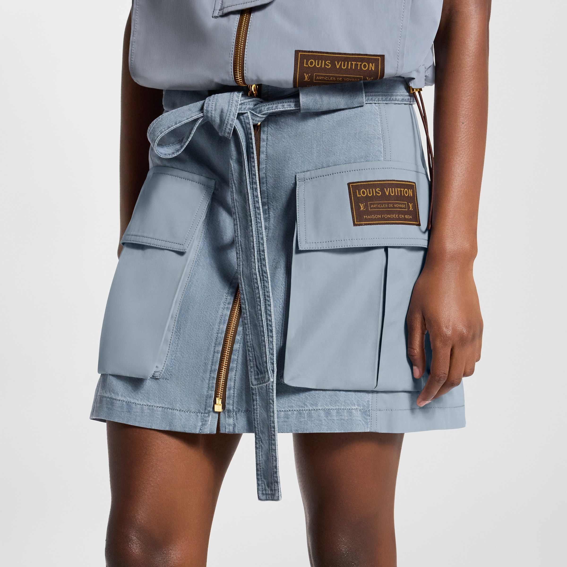 LOUIS VUITTON Utility Pocket Washed Denim Skirt #389676