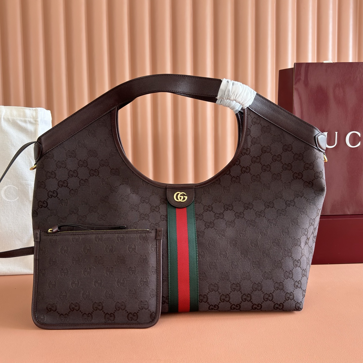 [TOP] GUCCI Giglio Tote Bag 60x47x16cm - Brown