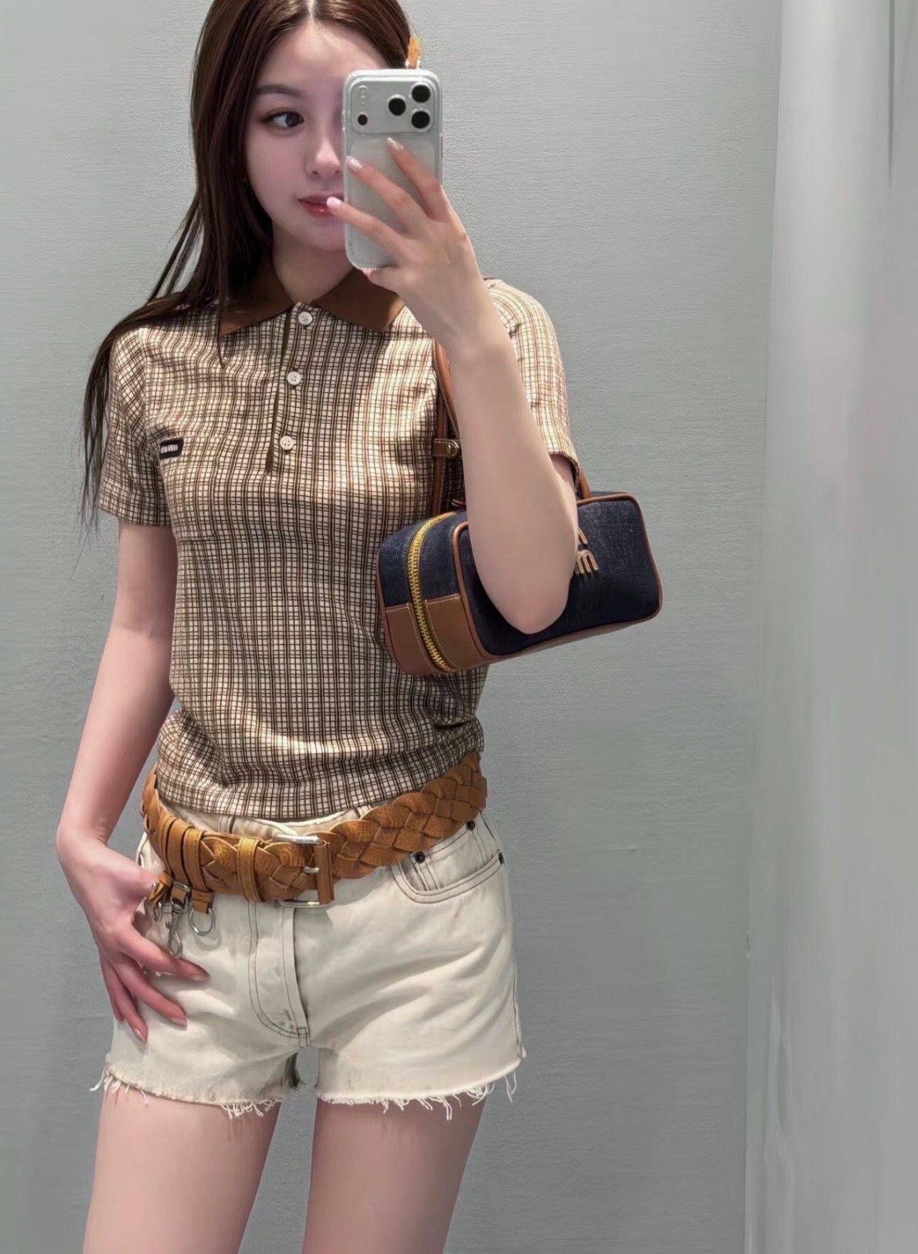 [TOP] Miu Miu Polo Shirt - Brown - 711 Luxury