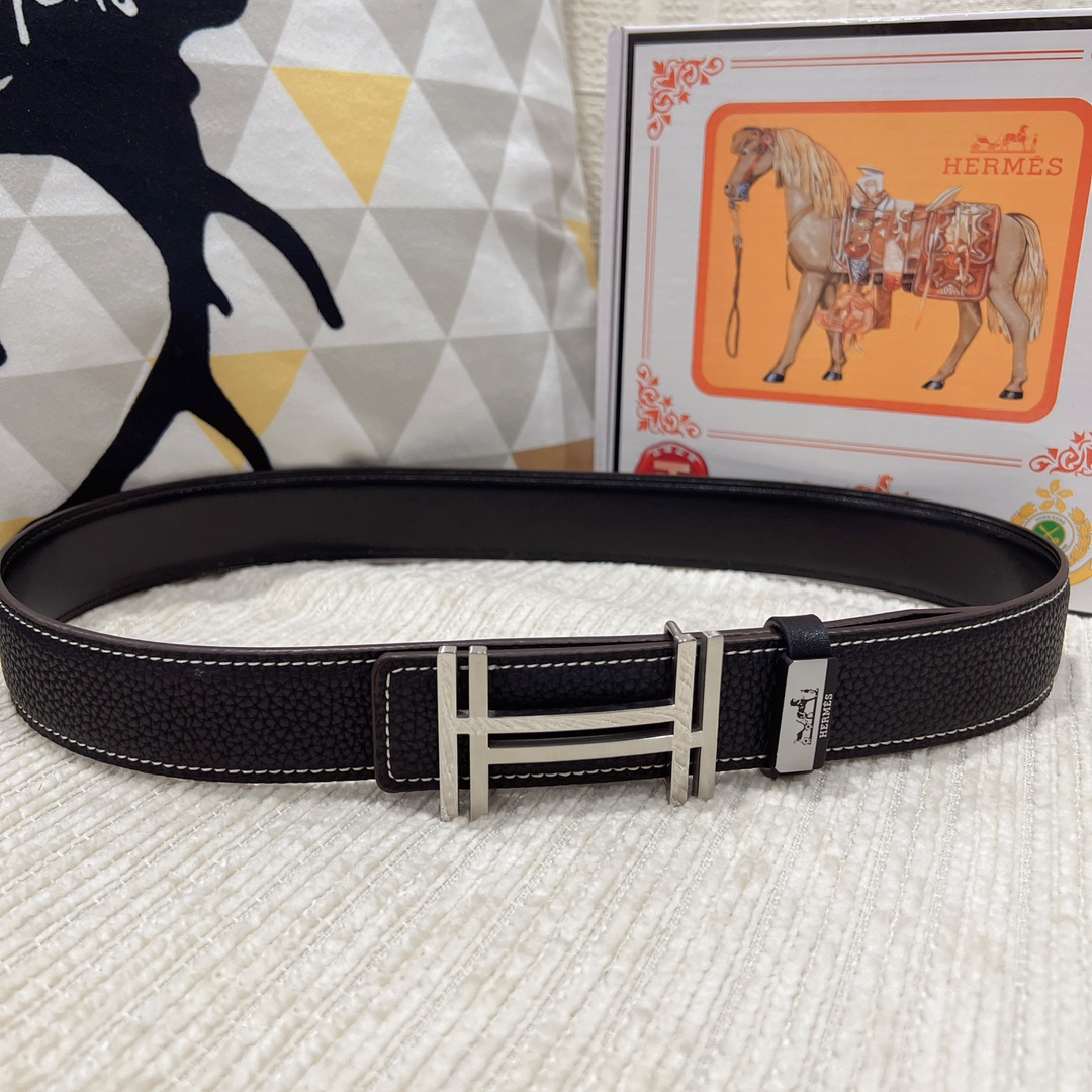 [TOP] HERMES Men's  Belt 3.8cm - Black - 711 Luxury