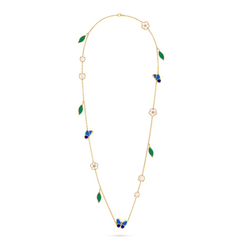 [TOP] Van Cleef & Arpels Lucky Spring Butterfly Long Necklace with 15 motifs - Gold