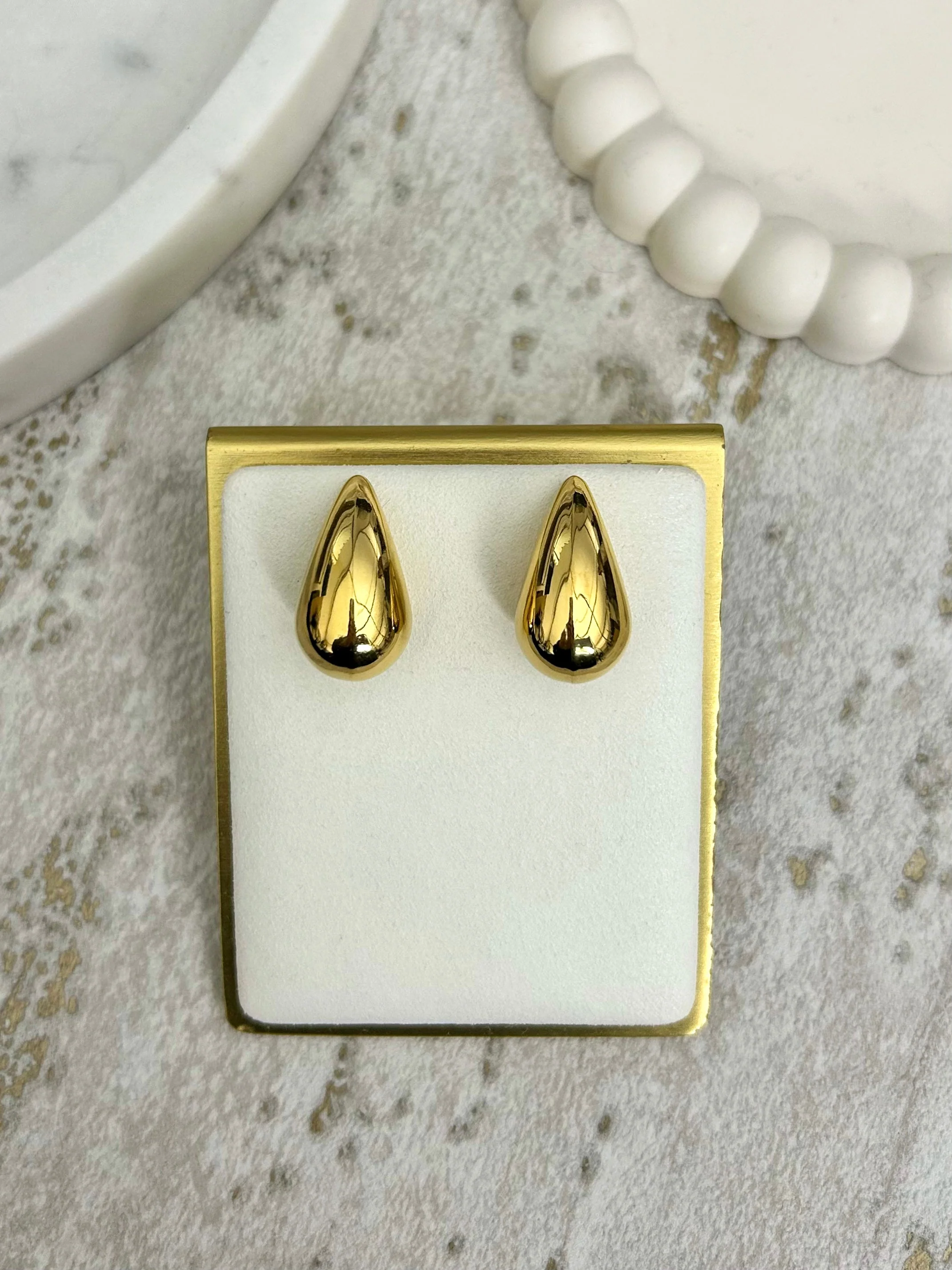 Small Gold Tear Drop Chunky Earrings