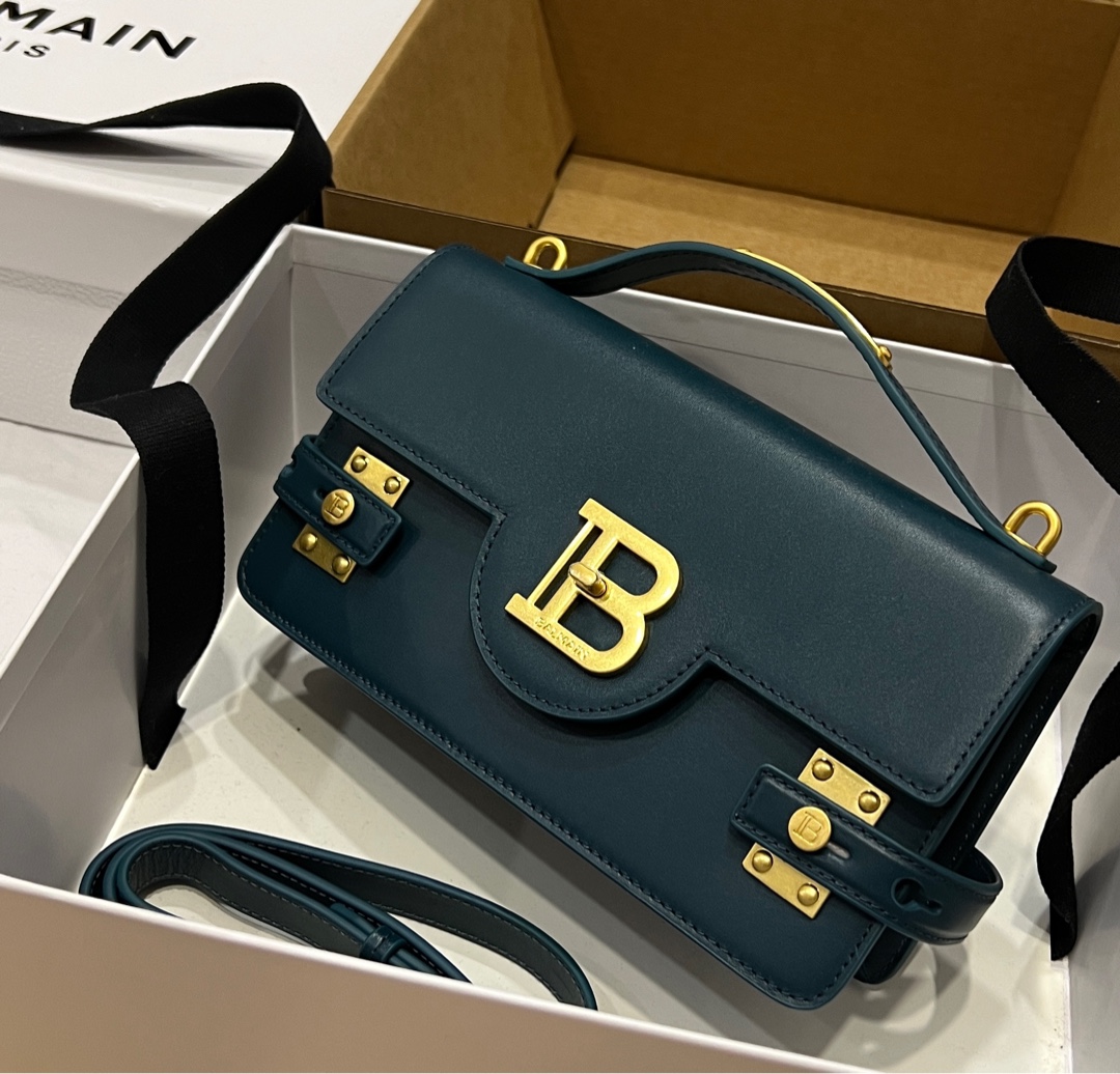 [TOP] BALMAIN Cowhide Bag 23*14*8cm - Dark Green - 711 Luxury
