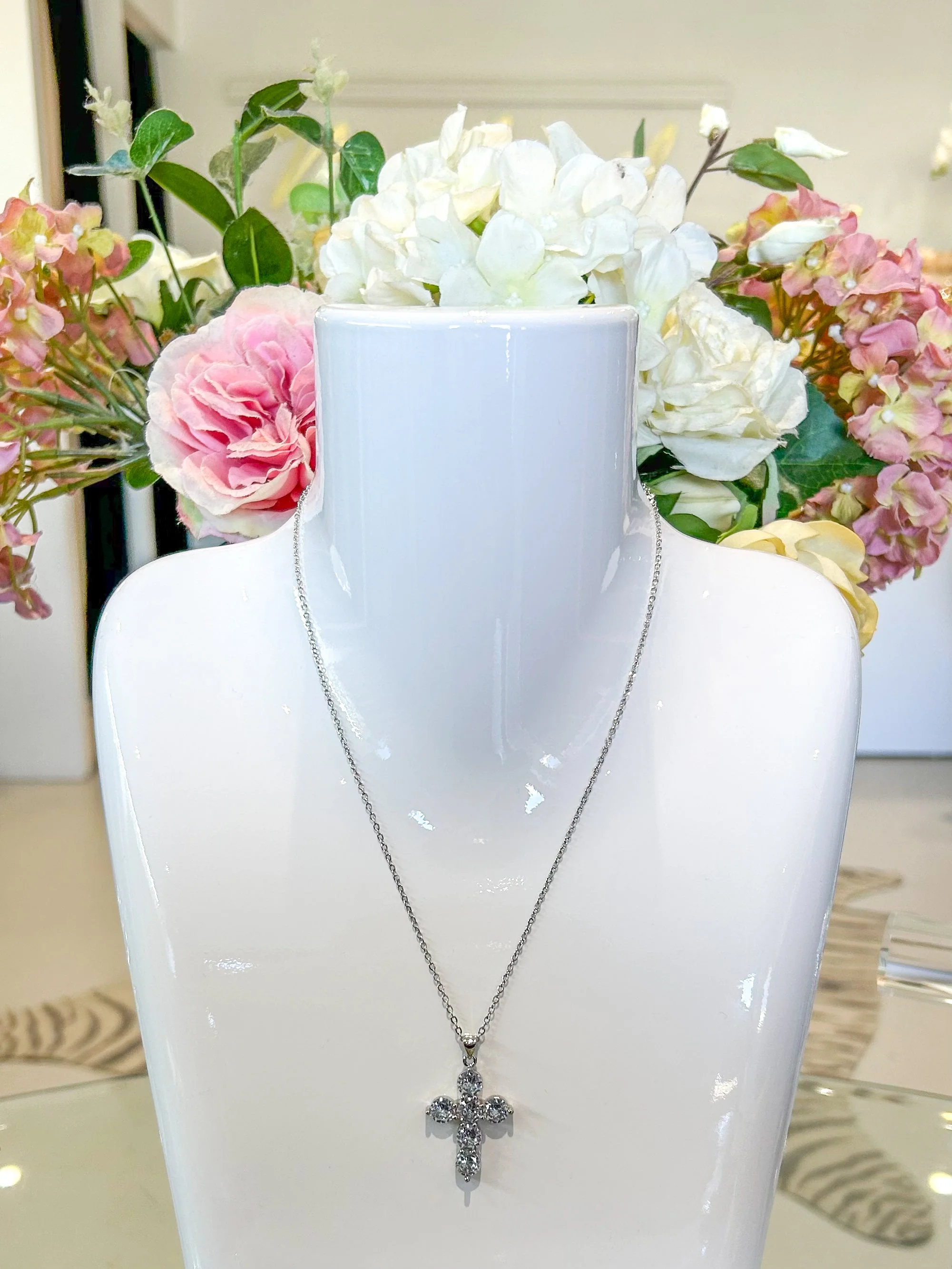 Cross Diamante Necklace (2 Colours)