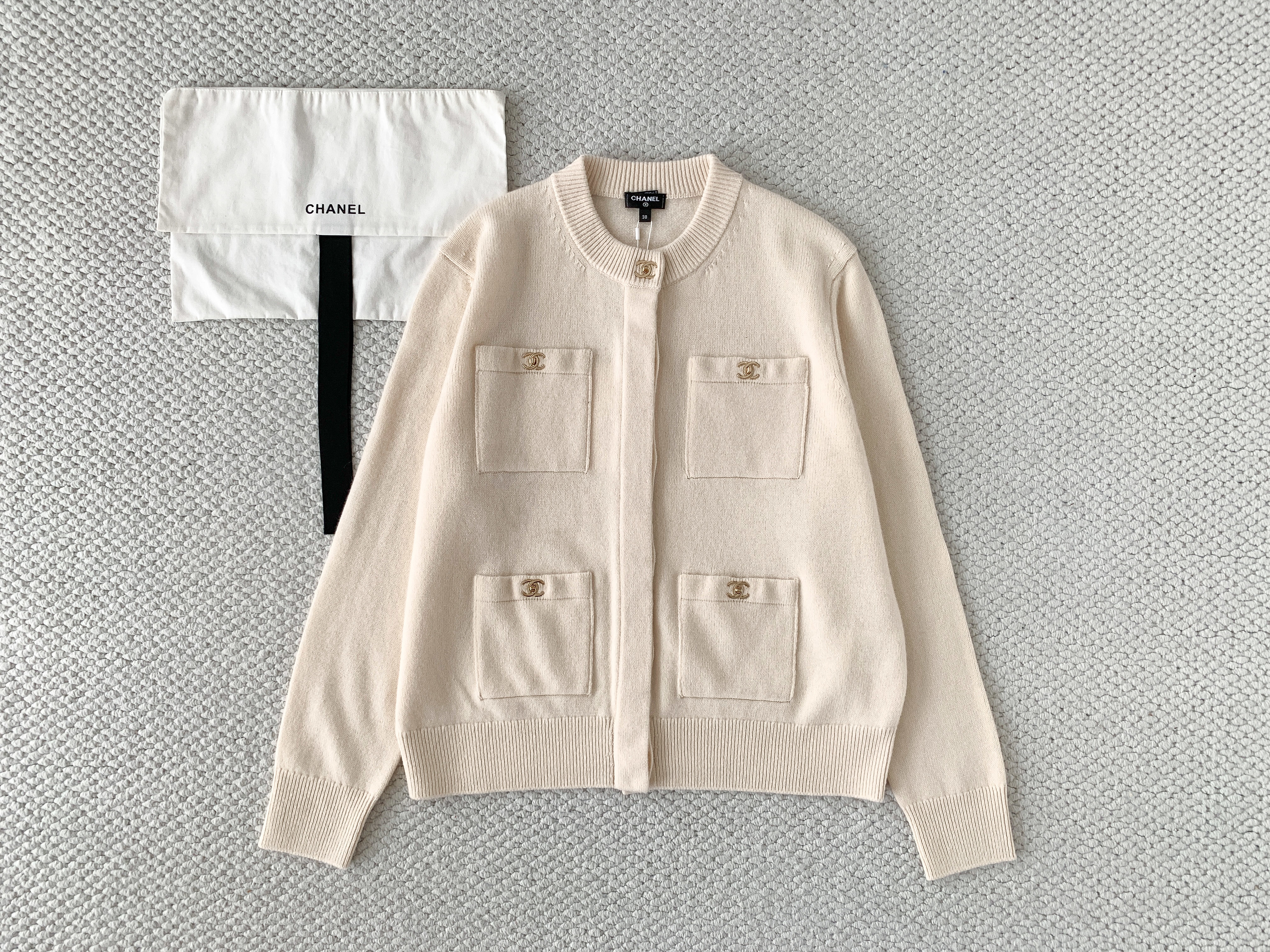 Chanel Clothing Chanel Four-pocket Knitted Crew Neck Cardigan #395250 View 2 | Nigo Office