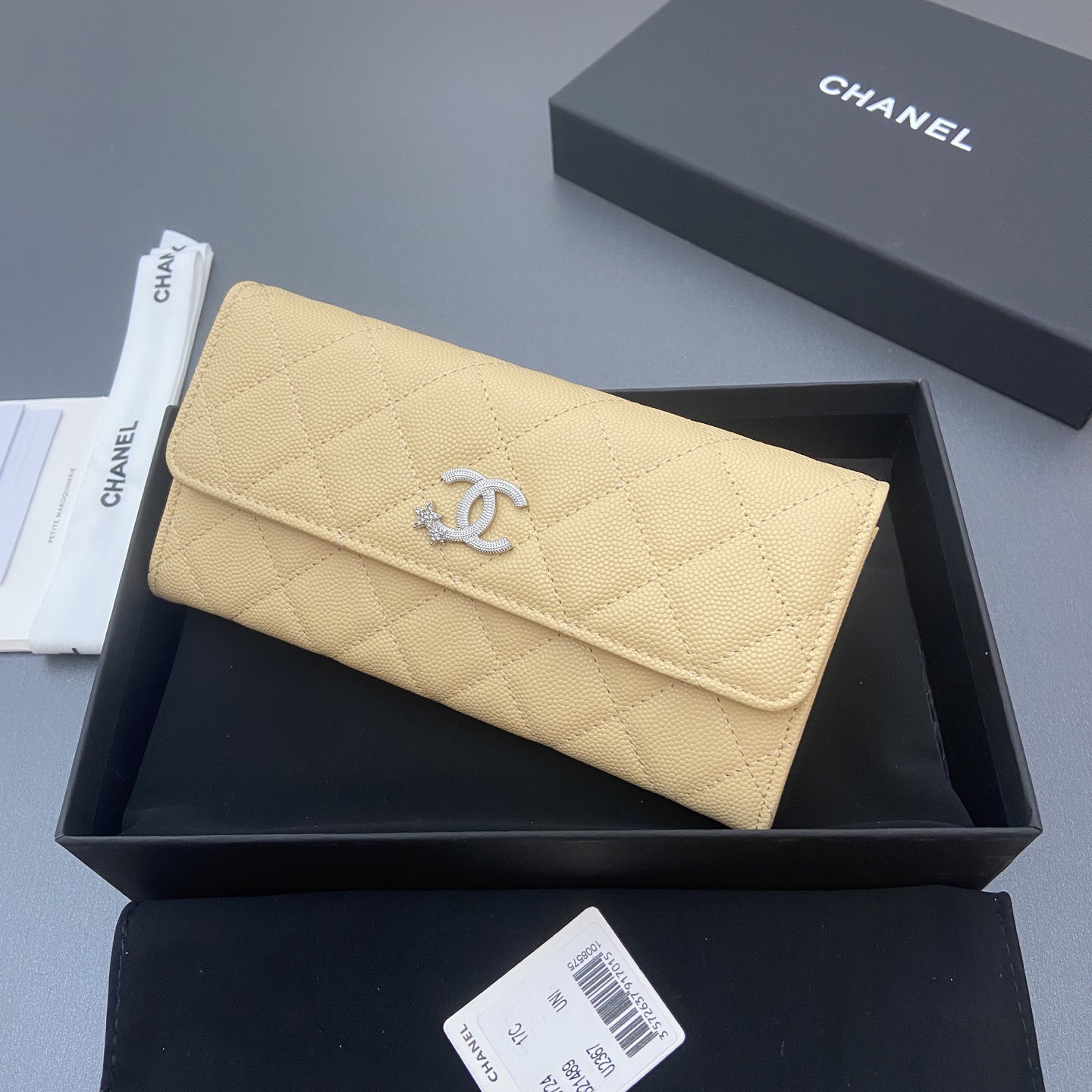[TOP] CHANEL Caviar Skin Wallet 19cm - Apricot - SHW - 711 Luxury