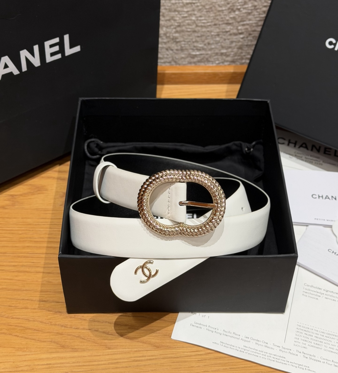 [TOP] CHANEL Cowhide Belt 3 cm - White - 711 Luxury
