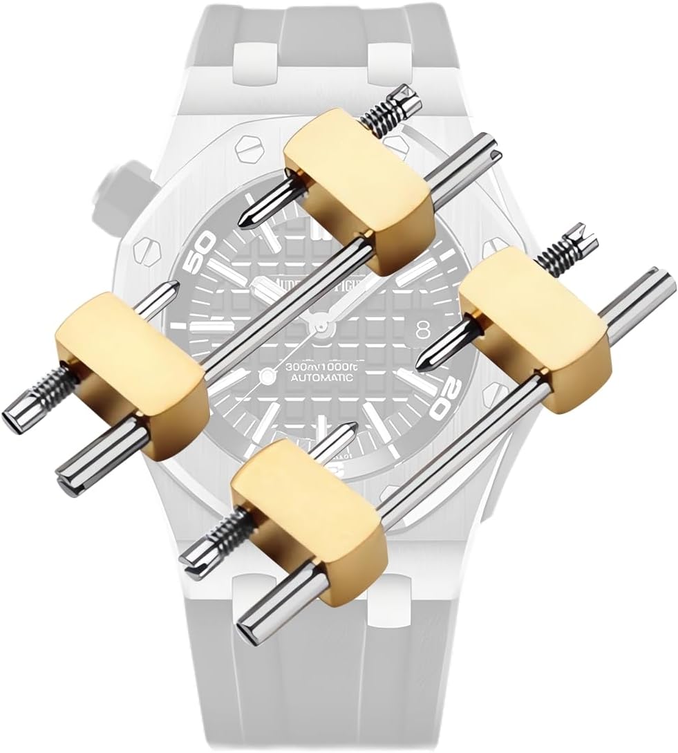 hengfento2 Stainless Steel Head Grain Compatible To Audemars Piguet Royal Oak Offshore 15710 15720 Rubber Watch Strap (4.5mm silver)