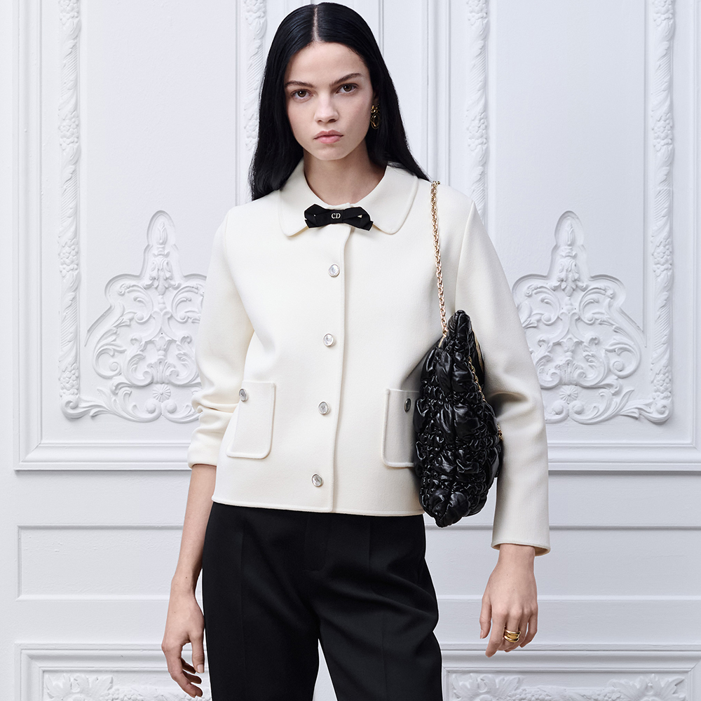 DIOR Cropped Jacket Ecru Technical Knit #380095
