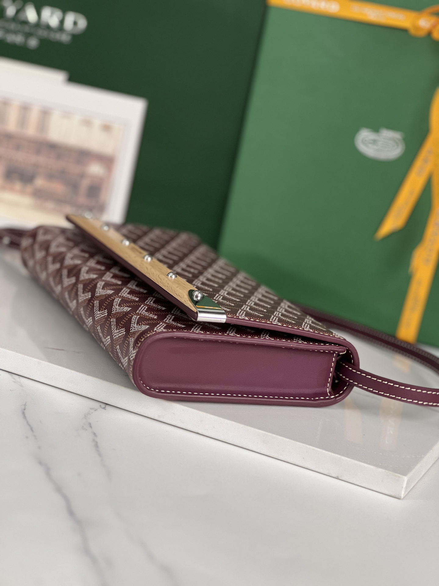 [TOP] Goyard Monte-Carlo Handbag 25×14.5×4cm - Dark Red & SHW - 711 Luxury