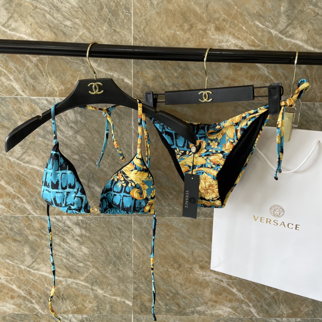[TOP] VERSACE Bikini Swimsuit - Blue and Yellow