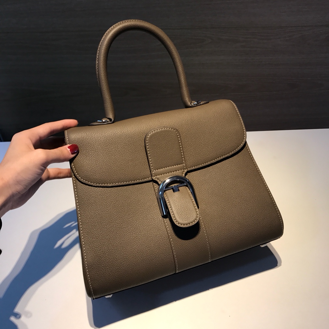 [TOP] Delvaux Brillant Bag Togo Leather 28x13.5x22.5cm - Dark Gray - 711 Luxury