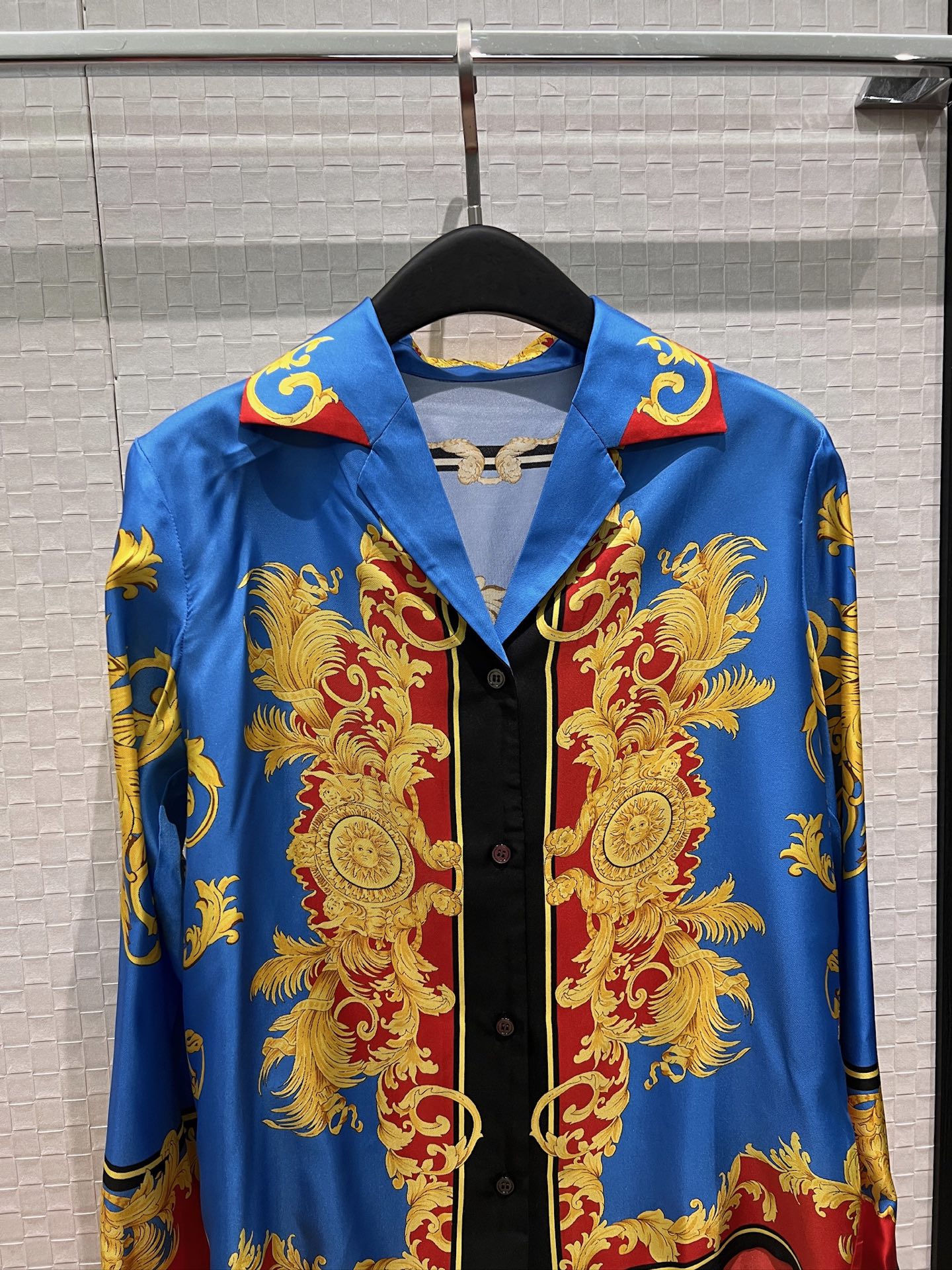 [TOP] VERSACE Silk Twill Shirt - Blue