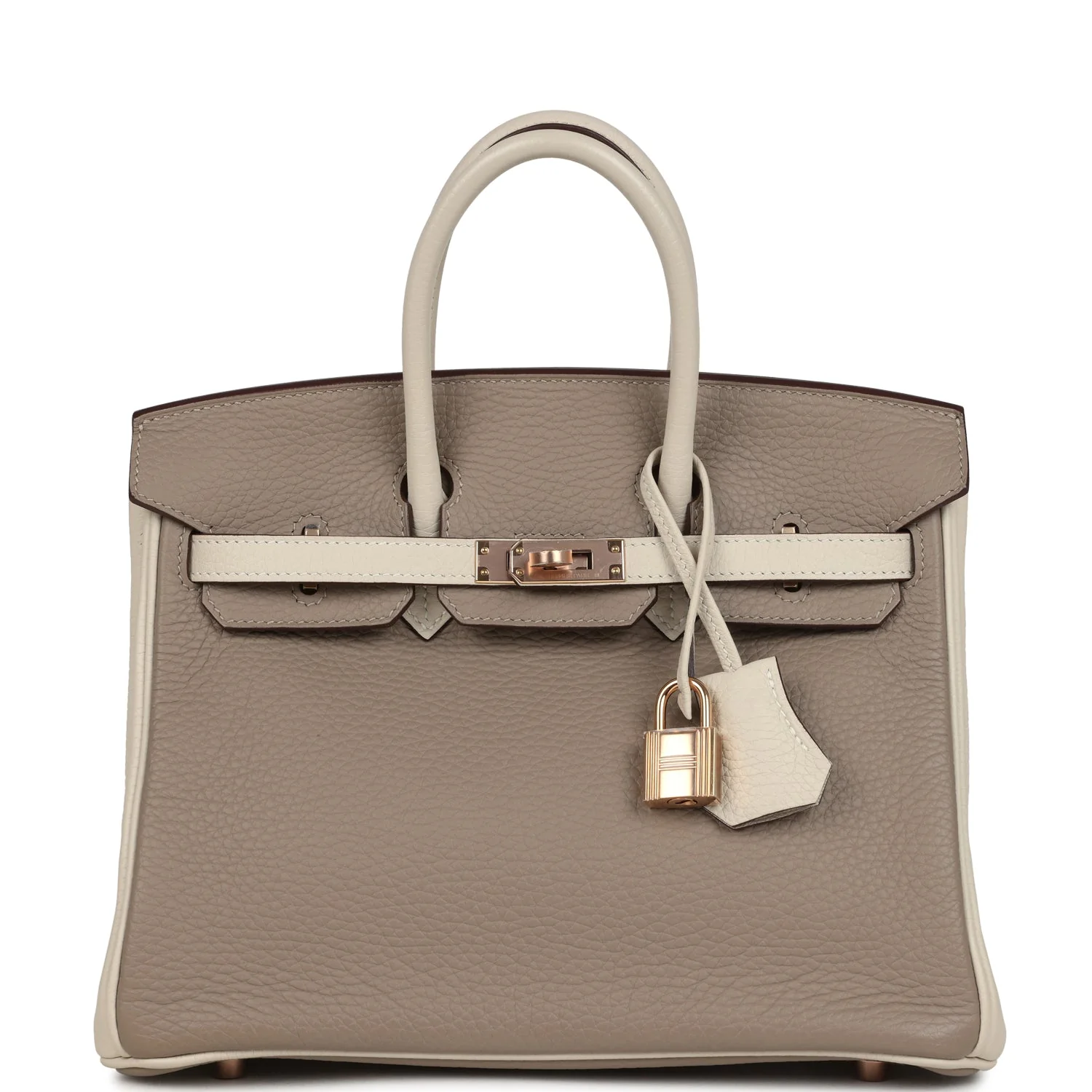 Hermes Special Order (HSS) BirkinGris Tourterelle and Craie Clemence Rose Gold Hardware
