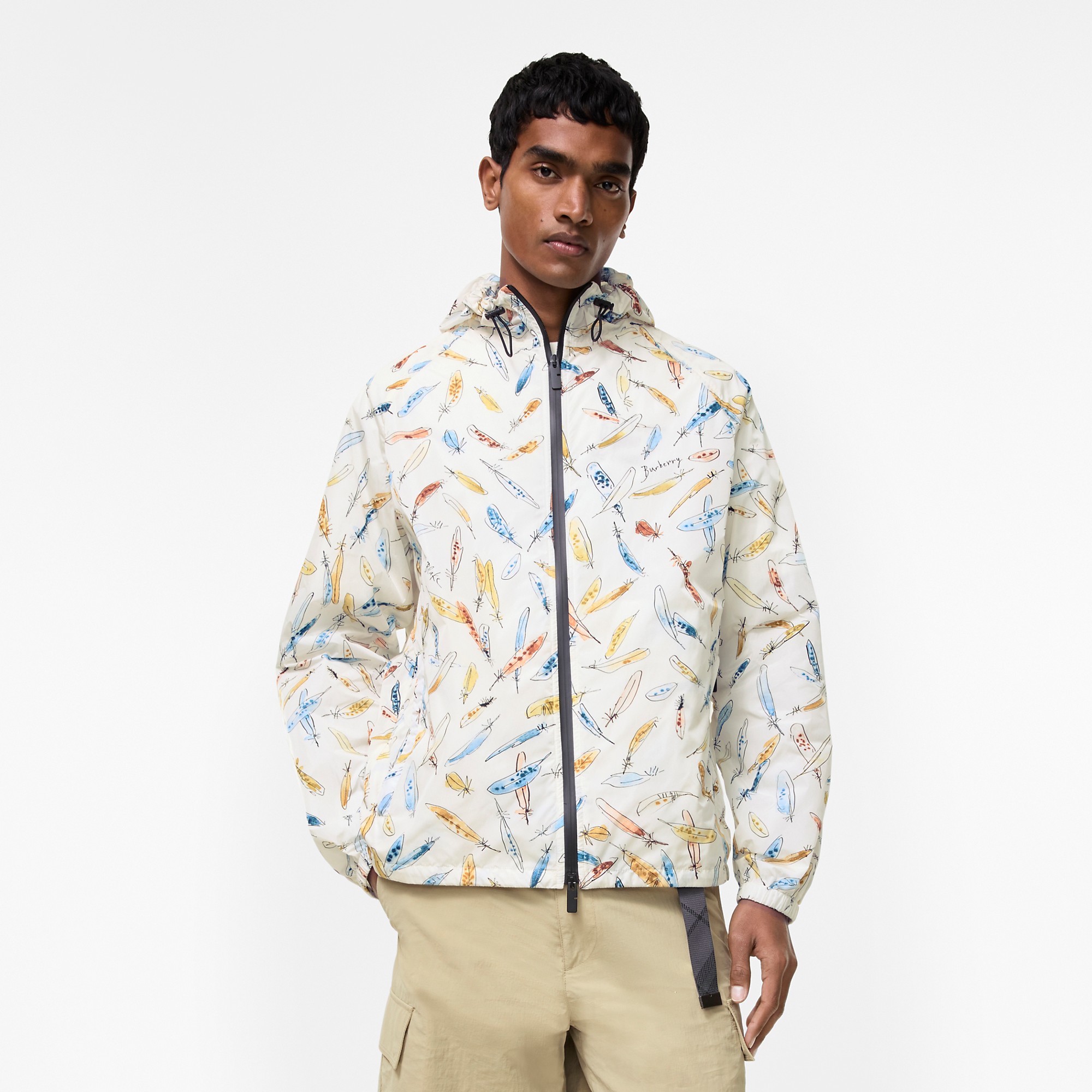 Burberry blue Clothing Burberry Feather Print Nylon Clapton Hooded Jacket in Ink blue #393773 View 2 | Nigo Office