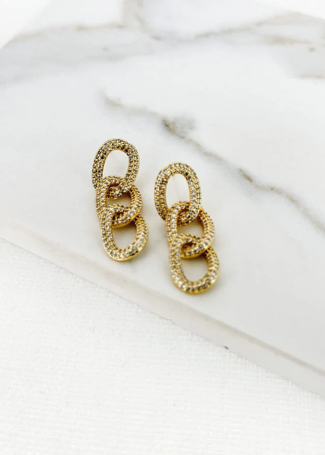 Triple Loop Diamante Earrings (2 Colours)