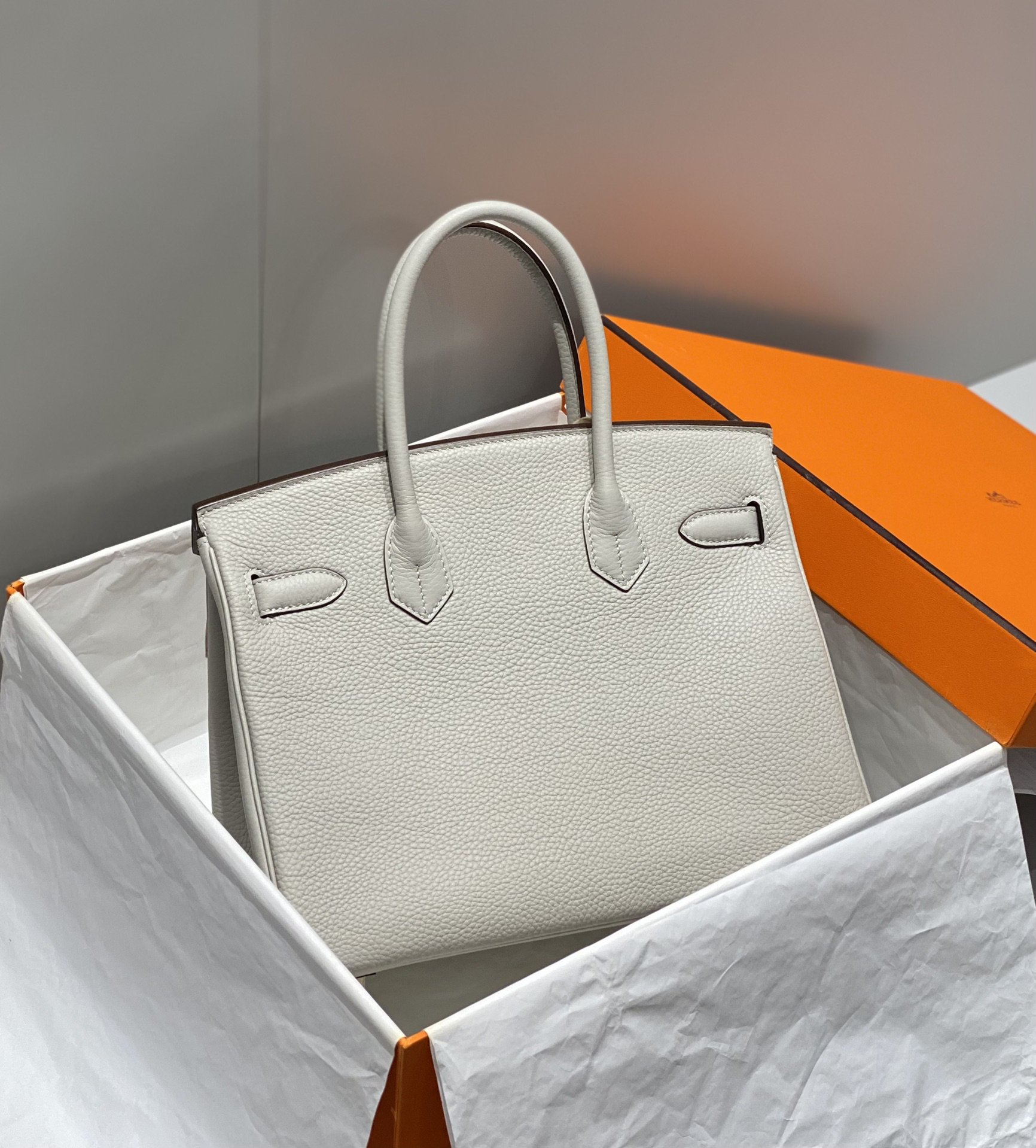 [TOP] HERMES Birkin Togo Leather 30cm - Gris Perle & GHW
