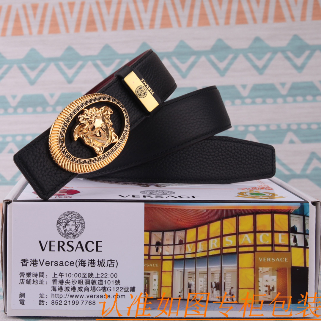 [TOP] VERSACE Men's Belt 3.8 cm - Black - 711 Luxury