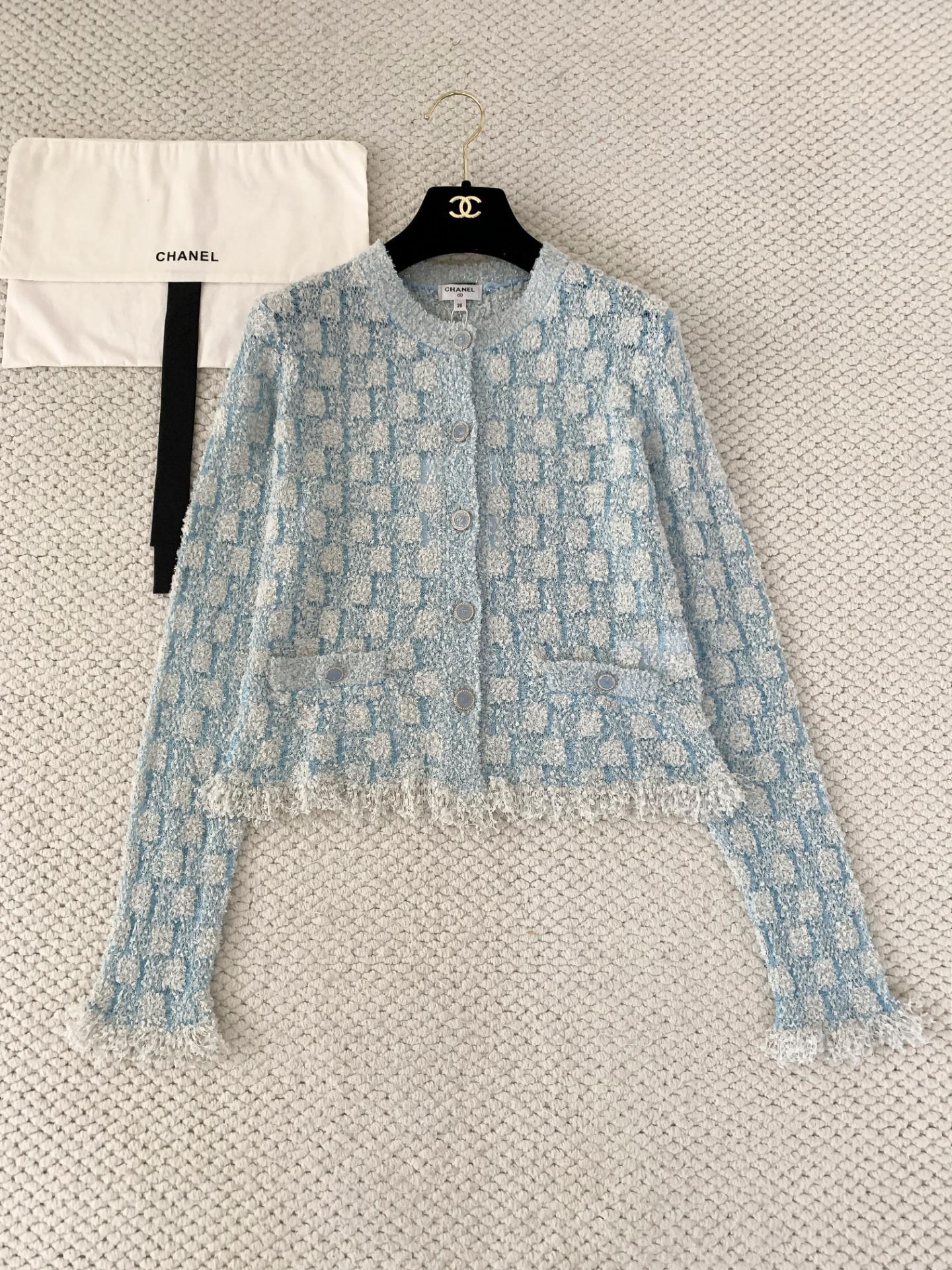 Chanel Blue Black Silver Knitted Cardigan #380013