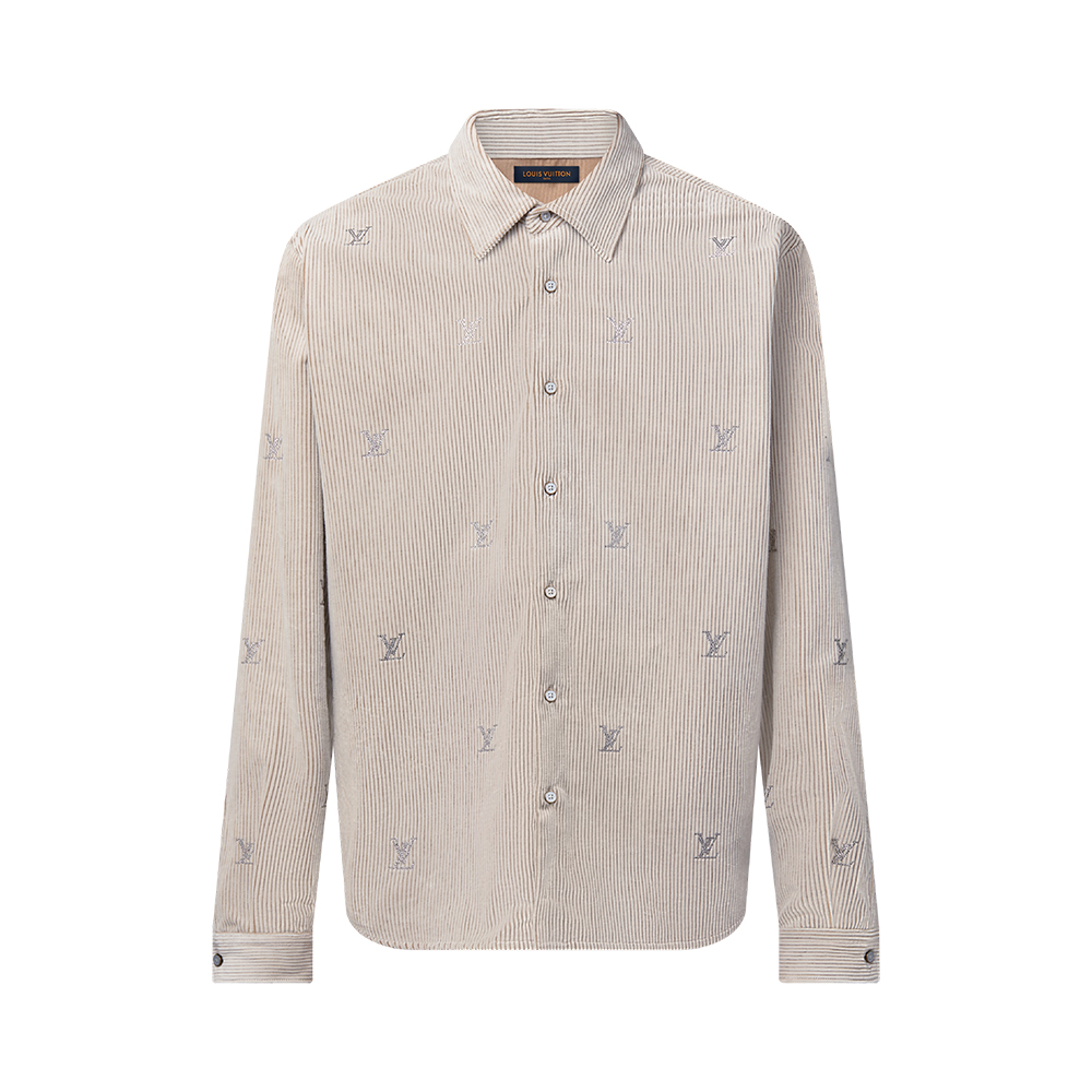 Louis Vuitton Clothing LOUIS VUITTON LV Blason Embellished Long-Sleeved Corduroy Shirt #393637 | Nigo Office