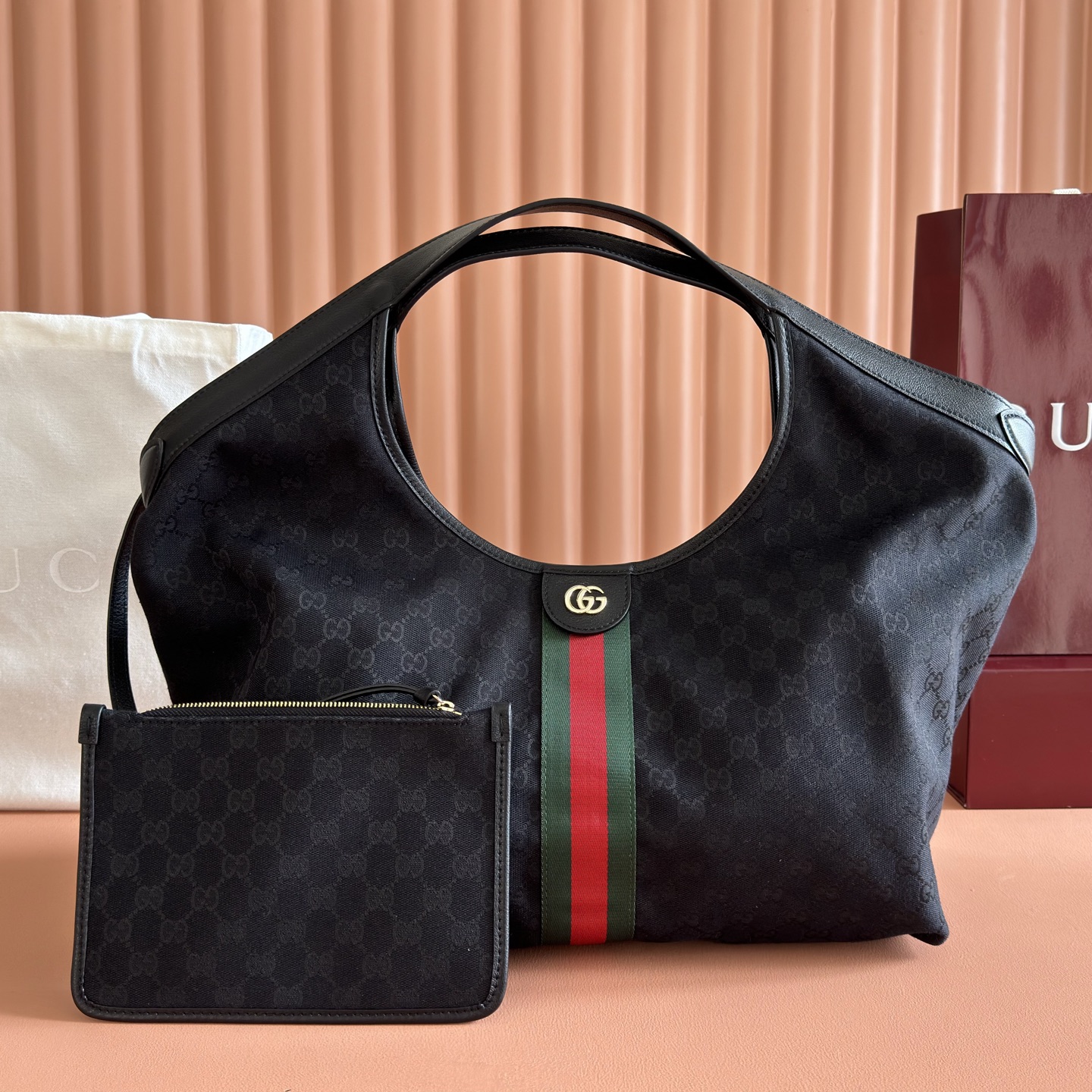[TOP] GUCCI Giglio Tote Bag 60x47x16cm - Black
