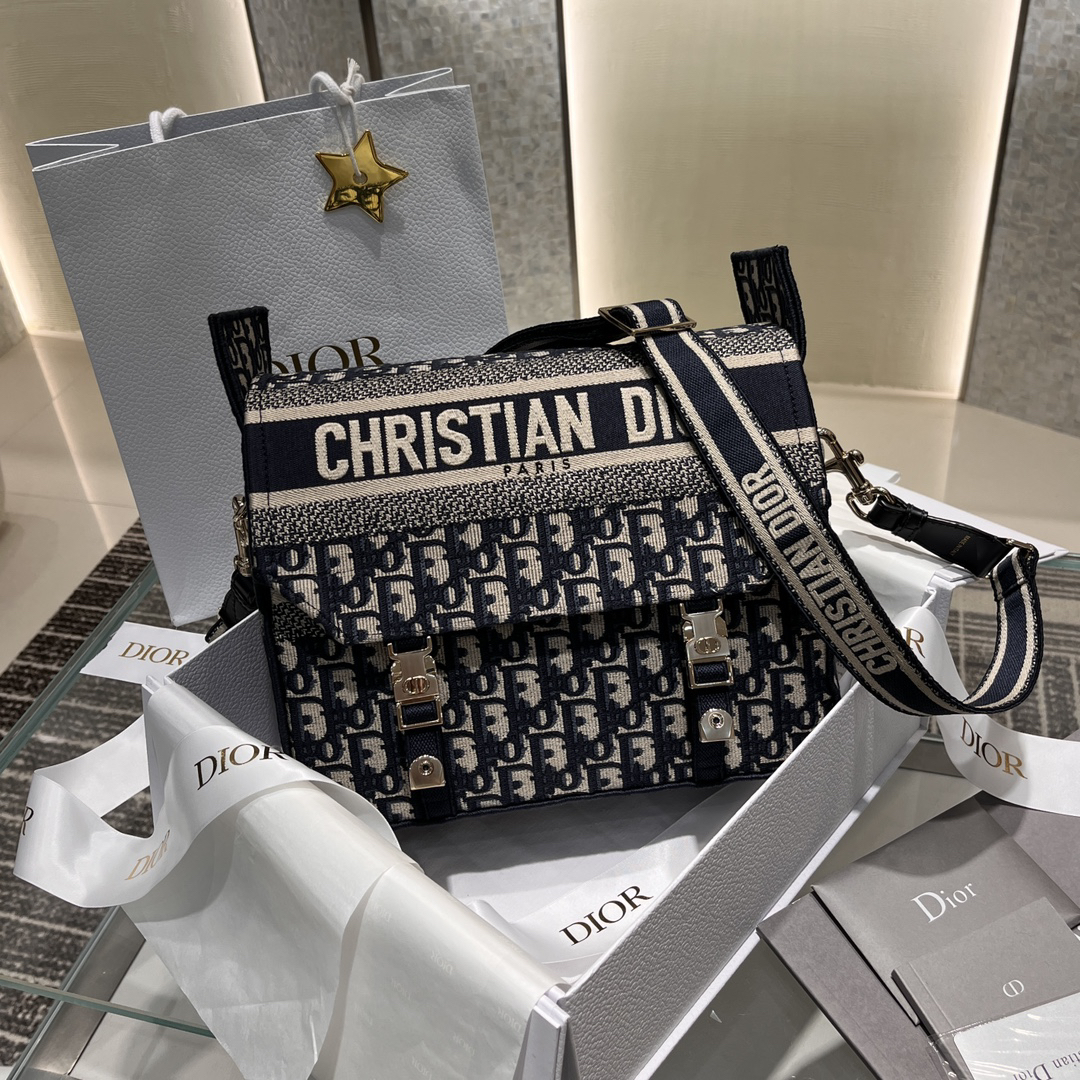 [TOP] Christian Dior Messenger Bag 29x22x12cm - Navy Blue - 711 Luxury