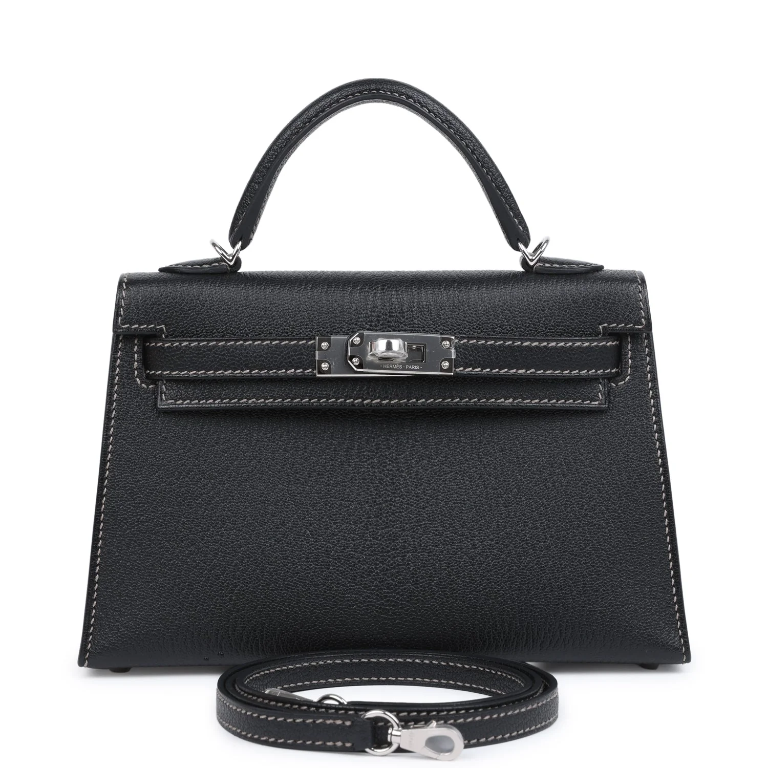 Hermes Special Order (HSS) Kelly Sellier  Black Verso Chevre Palladium Hardware