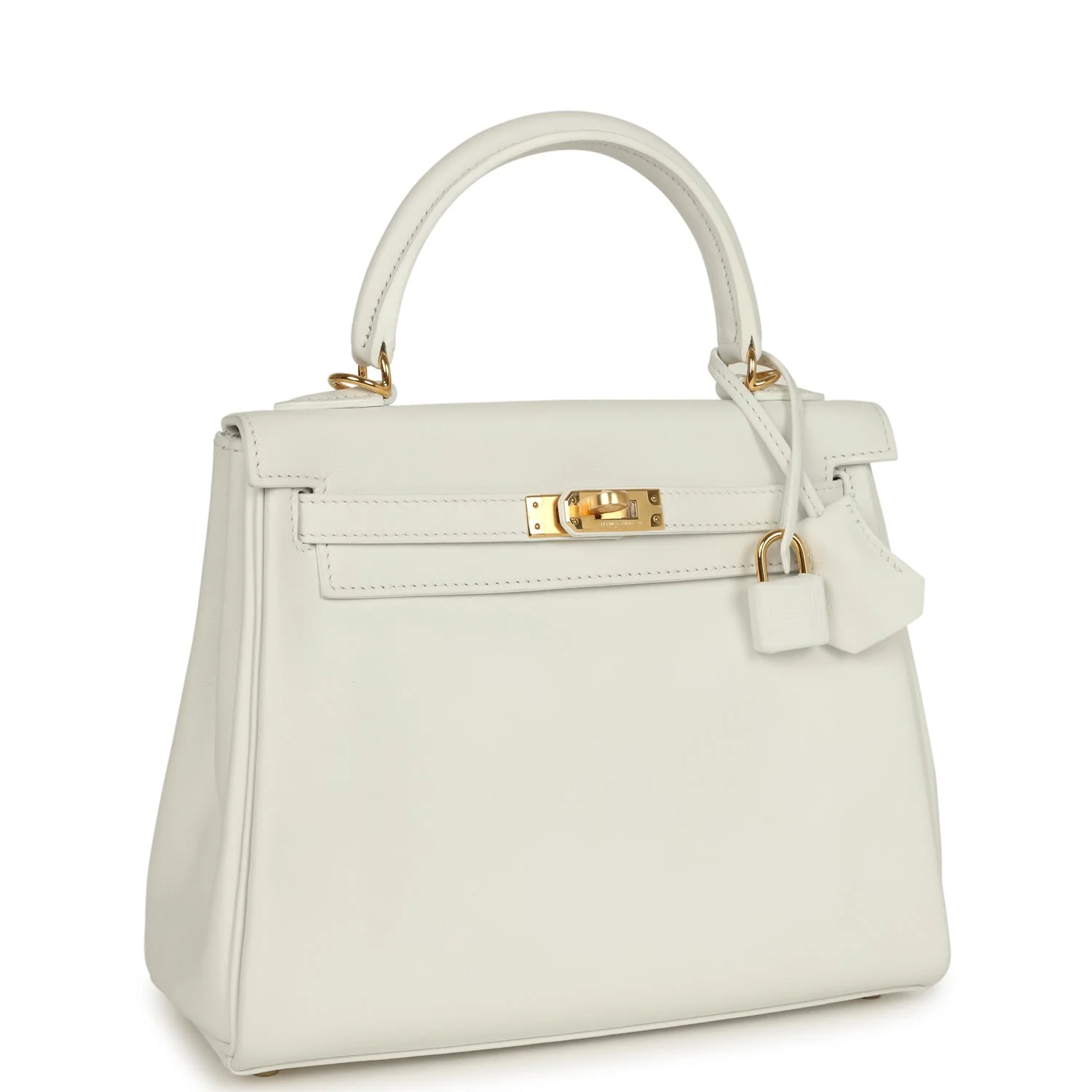 Hermes Kelly Retourne  New White Swift Gold Hardware