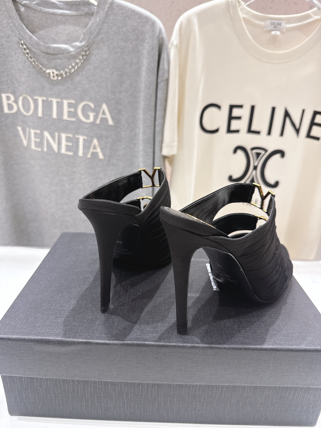 [TOP] Yves Saint Laurent YSL 10cm High Heel Slides - 3 Colours