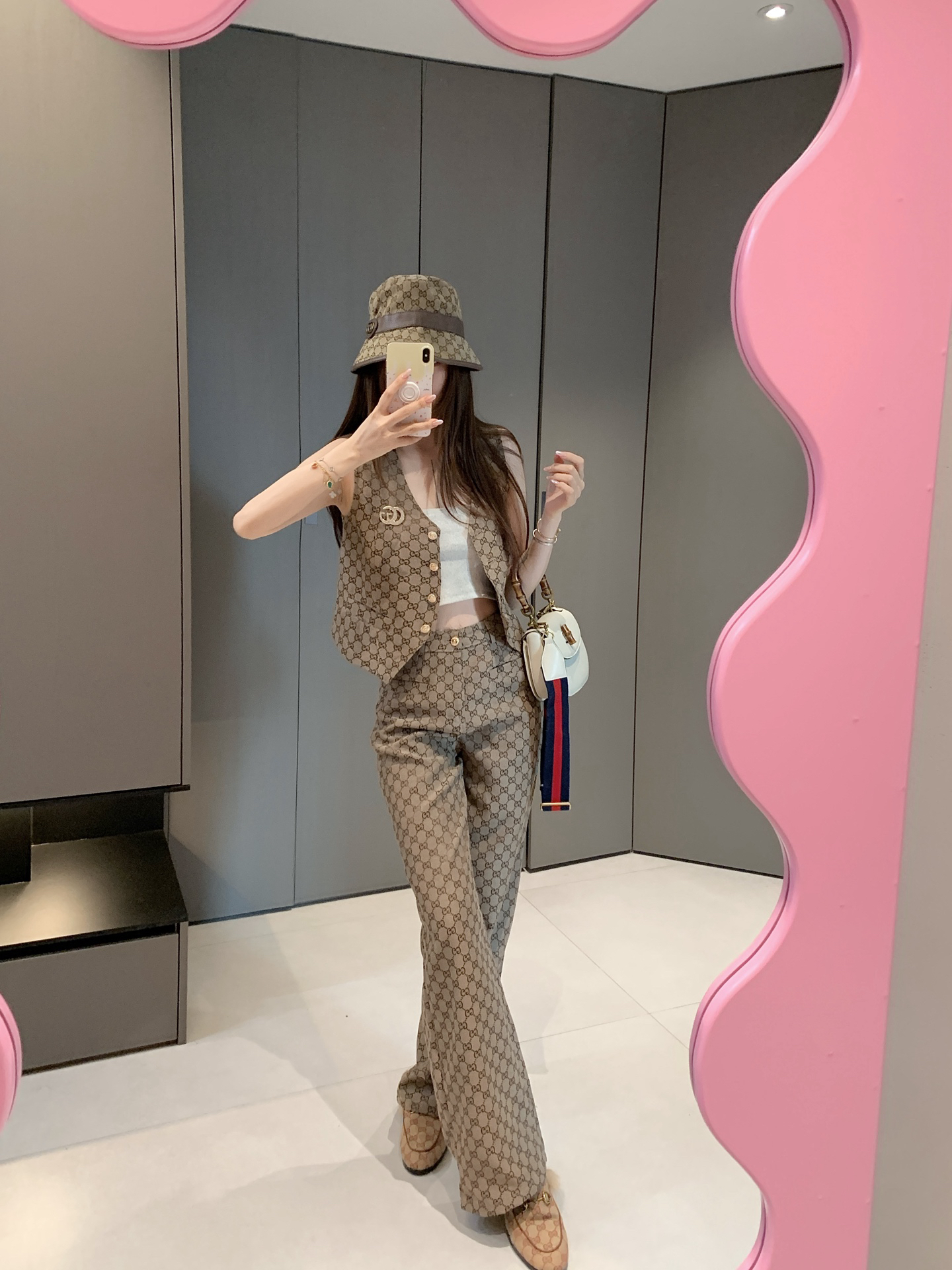 [TOP] GUCCI Vest + Pants Set - Brown