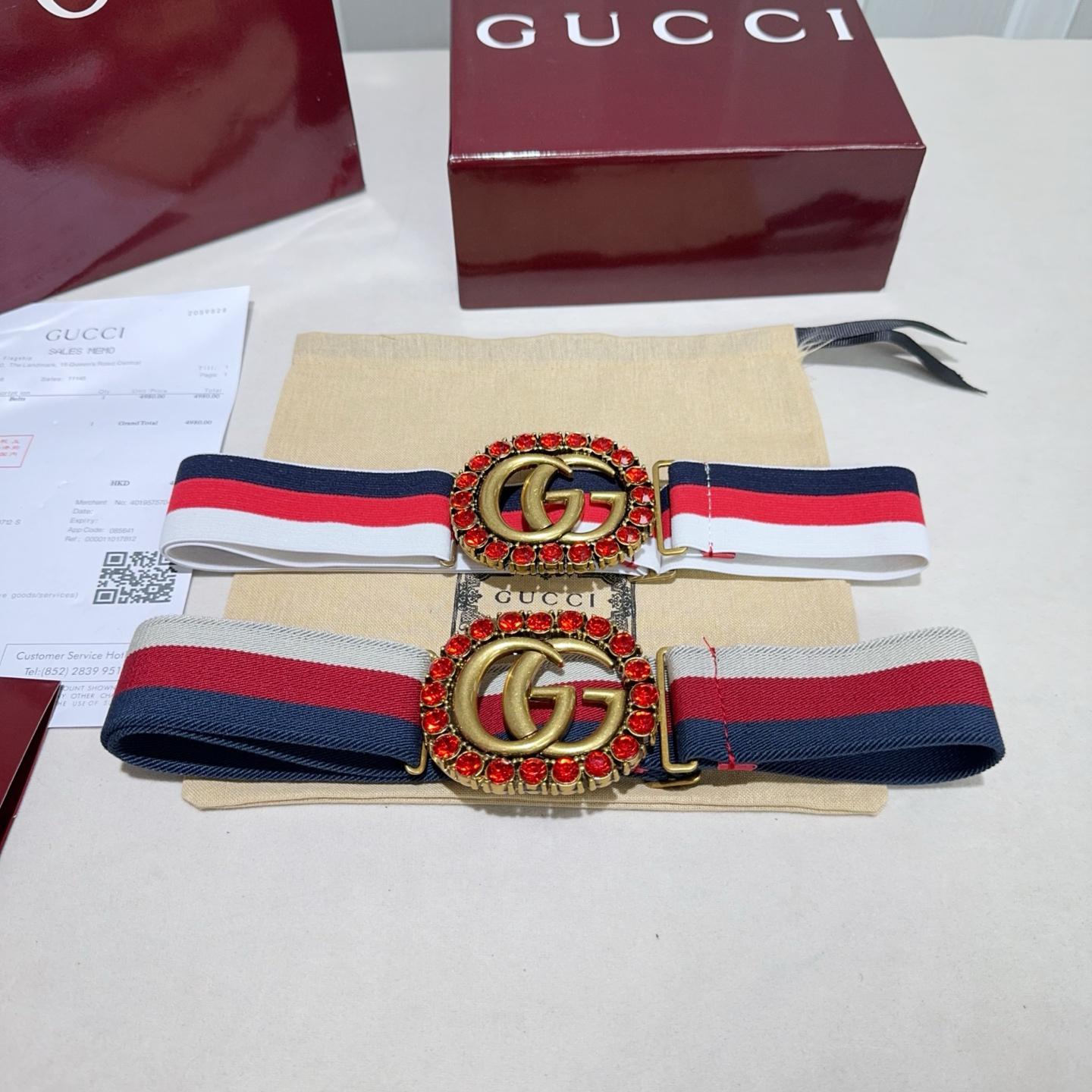 [TOP] GUCCI Elastic Nylon Fabric Belt 3.8 cm - 2 Colors - 711 Luxury