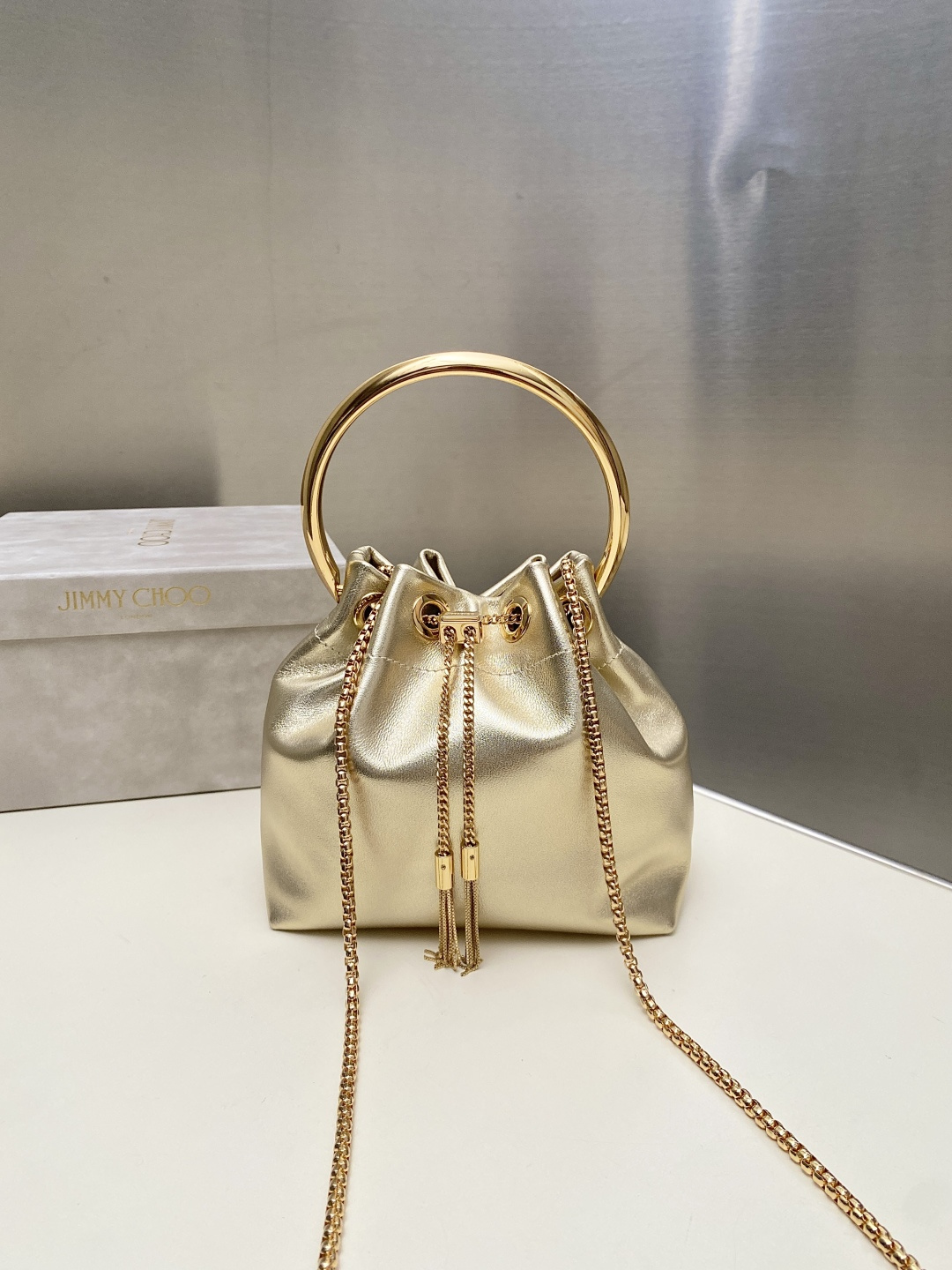[TOP] JIMMY CHOO Bon Bon Bag 16*15*9.5CM - Gold - 711 Luxury