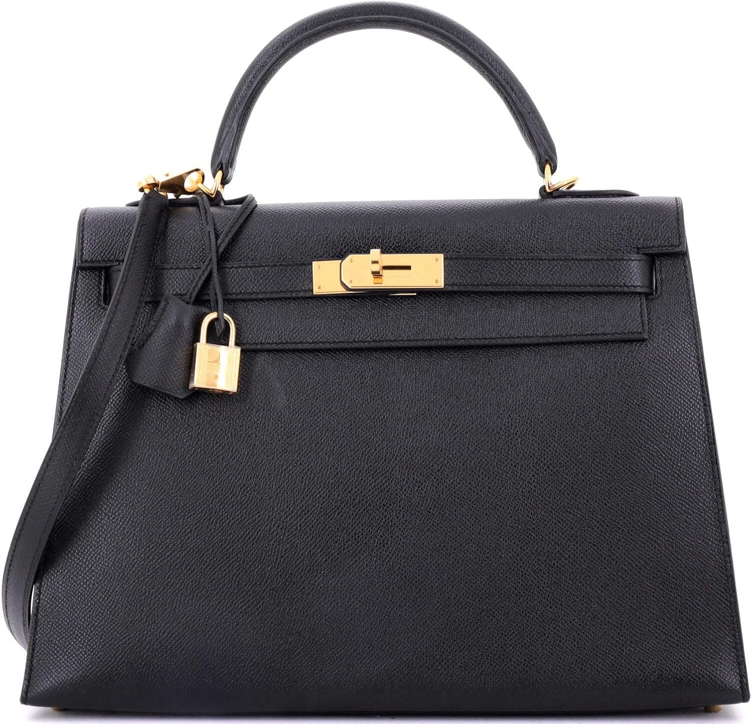 Hermès, Pre-Loved Kelly Handbag Black Epsom with Gold Hardware 32, Noir