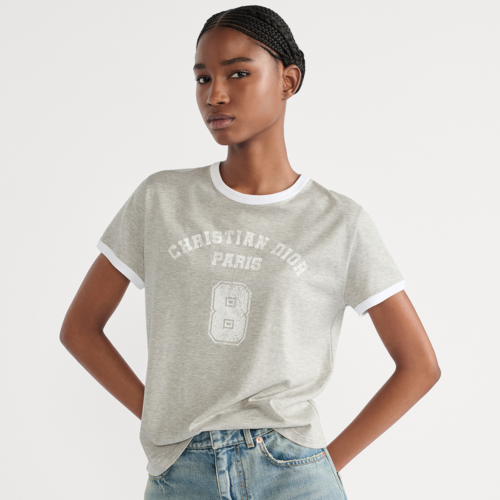 Dior white Clothing DIOR T-Shirt Gray and White Cotton Jersey | Nigo Office