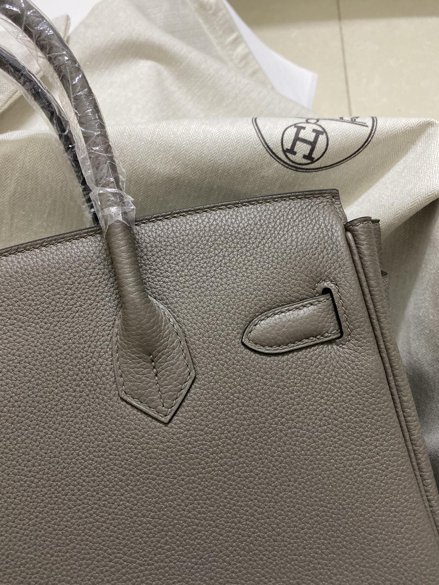 [TOP] HERMES Birkin Togo Leather 30cm - Etain & GHW