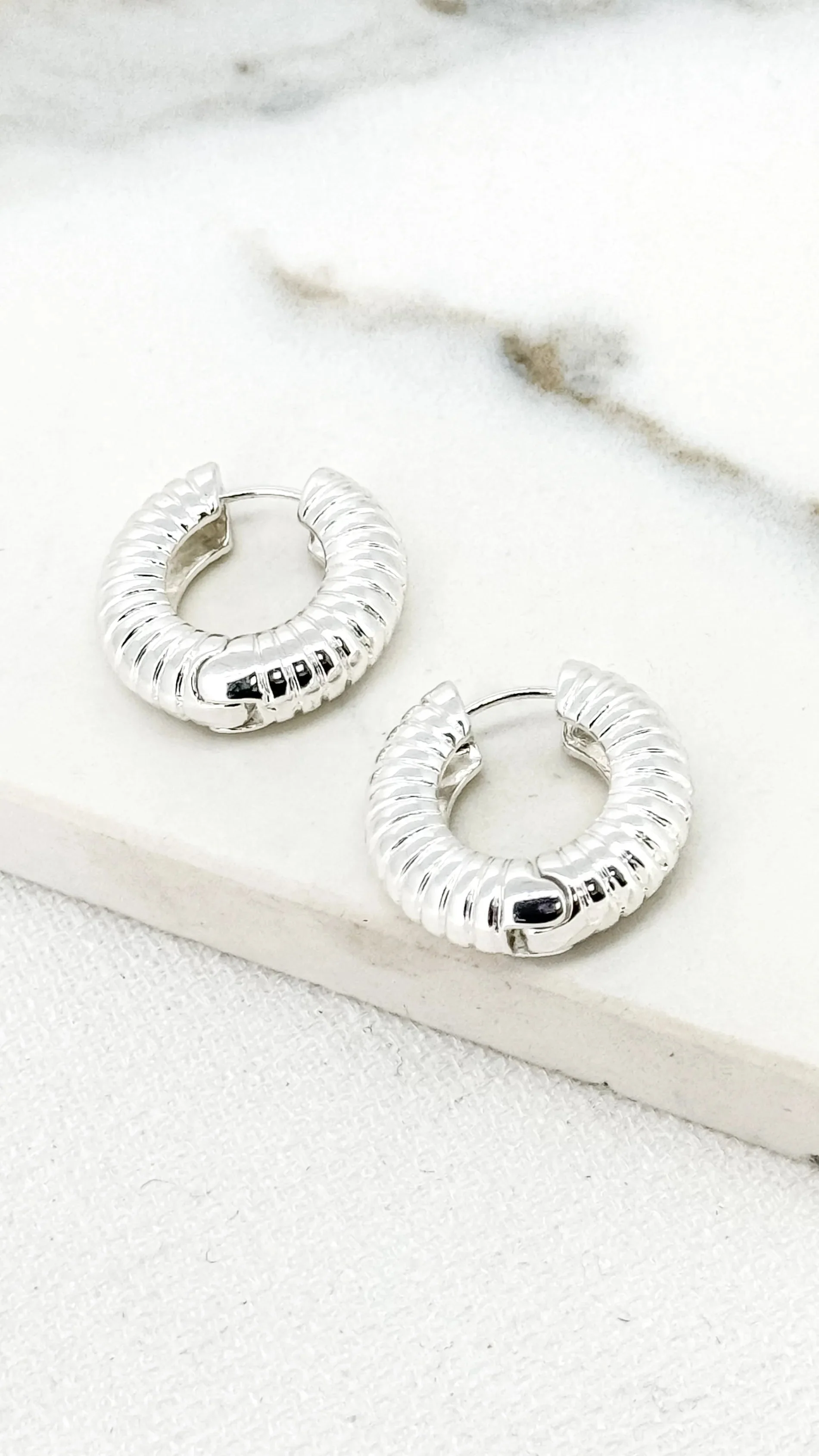 Gold Ribbed Chunky Hoops